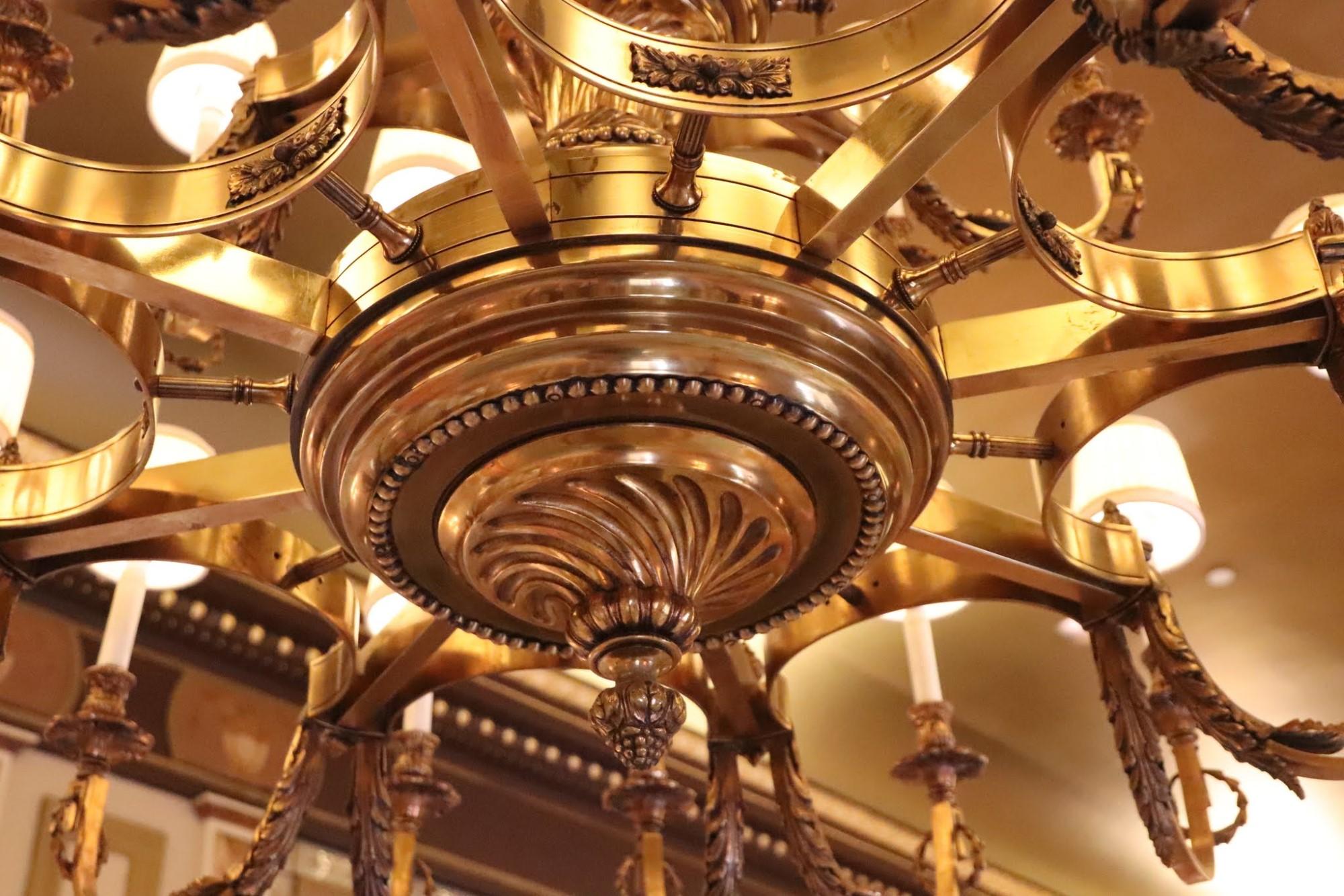 Bronze 36-Light Waldorf Astoria Chandelier Conrad Suite For Sale 11