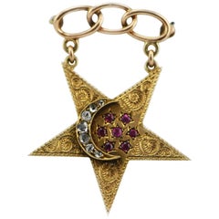 1931 Daughters of Rebekah 10 Karat Gold Membership Pin 7 Rubies and 7 Diamonds