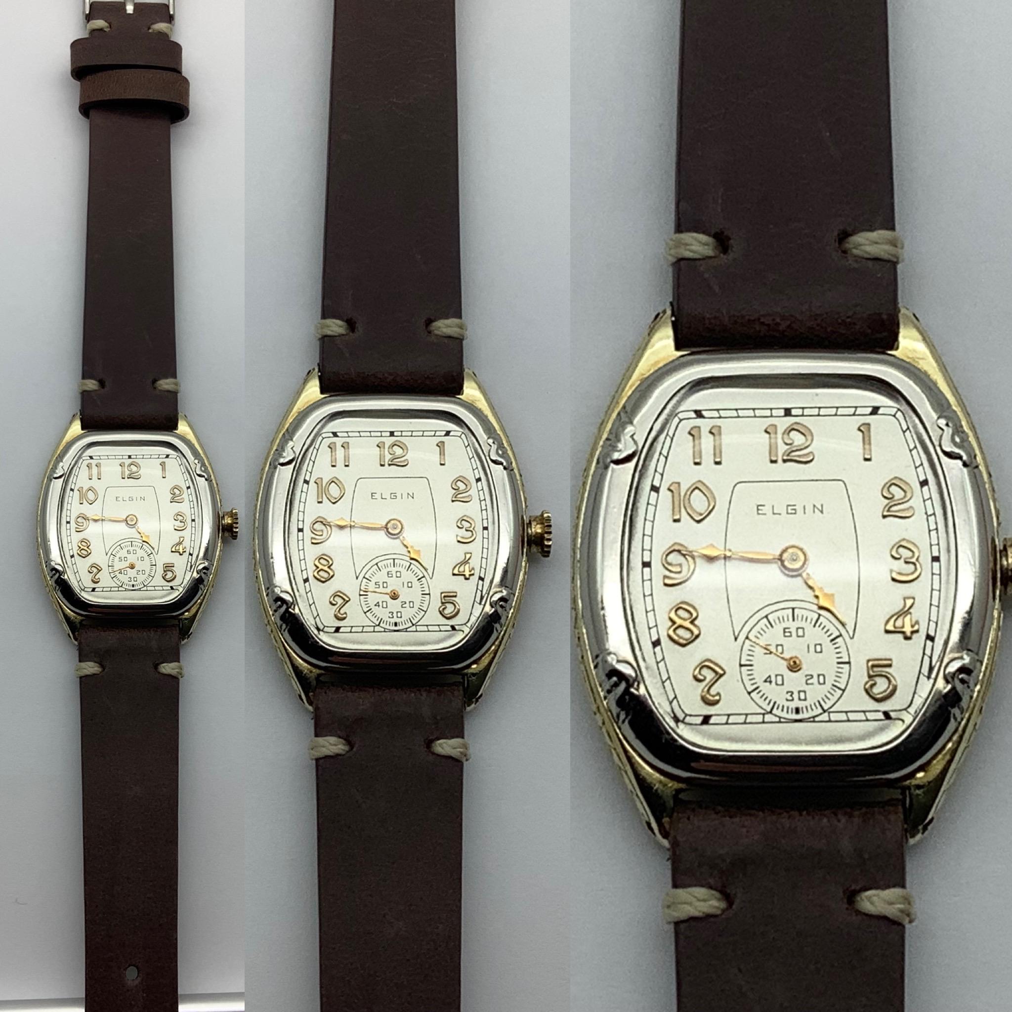 1931 Elgin Campus Modell 467. Weiß- und Grüngold gefüllt! Art Deco Schönheit im Angebot 8