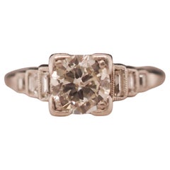 Vintage 1931 Date Platinum Art Deco 1.00 Carat Old European Diamond Engagement Ring