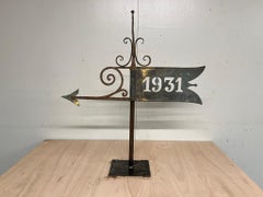 1931 industrial copper and metal Weathervane on display metal base