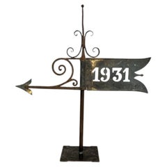 1931 industrial copper and metal Weathervane on display metal base