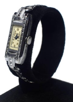 1931 Ladies Bulova Art Deco 10-Karat White Gold Watch