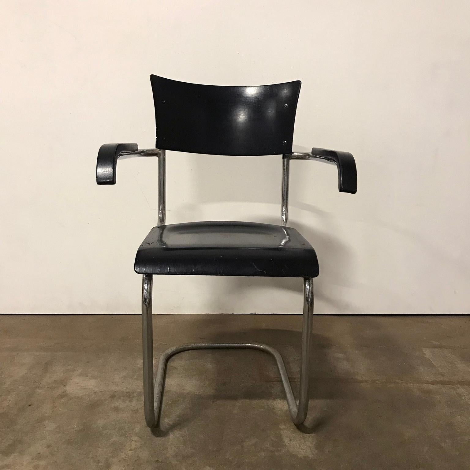 Mid-20th Century 1931, Mart Stam for Thonet, Black Wooden S43F For Sale