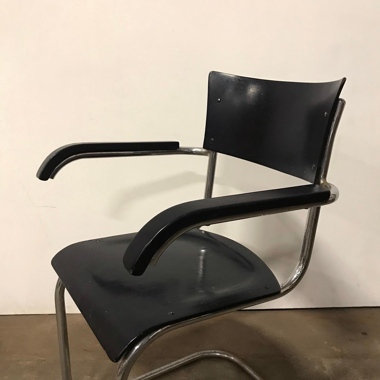 Plywood 1931, Mart Stam for Thonet, Black Wooden S43F For Sale