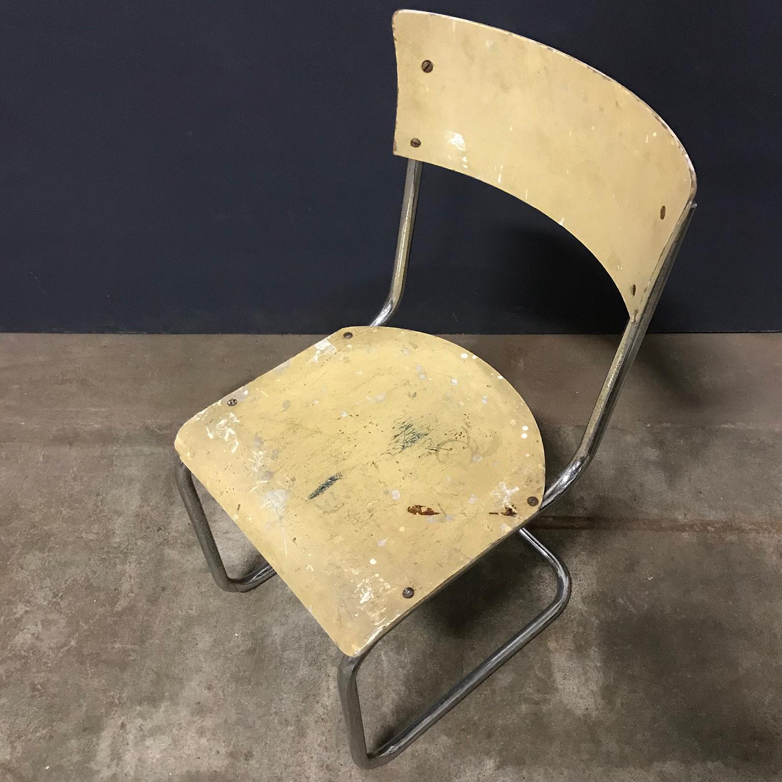 1931, Mart Stam for Thonet, Set of Light Yellow Wooden S43 For Sale 7