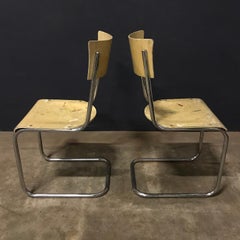 1931, Mart Stam per Thonet, Set di sedie in legno giallo chiaro S43