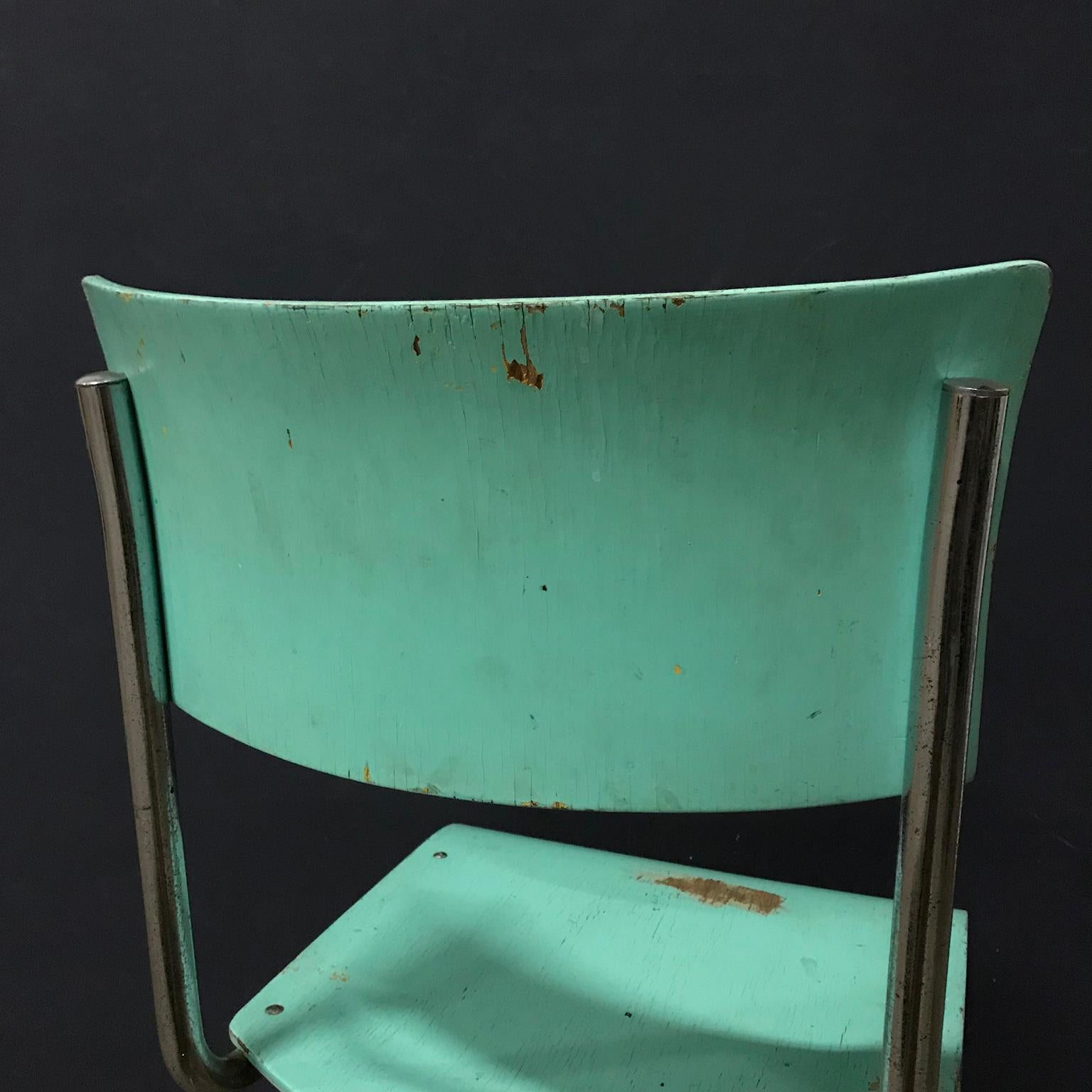 1931, Mart Stam for Thonet, Turquoise Wooden S43 For Sale 7