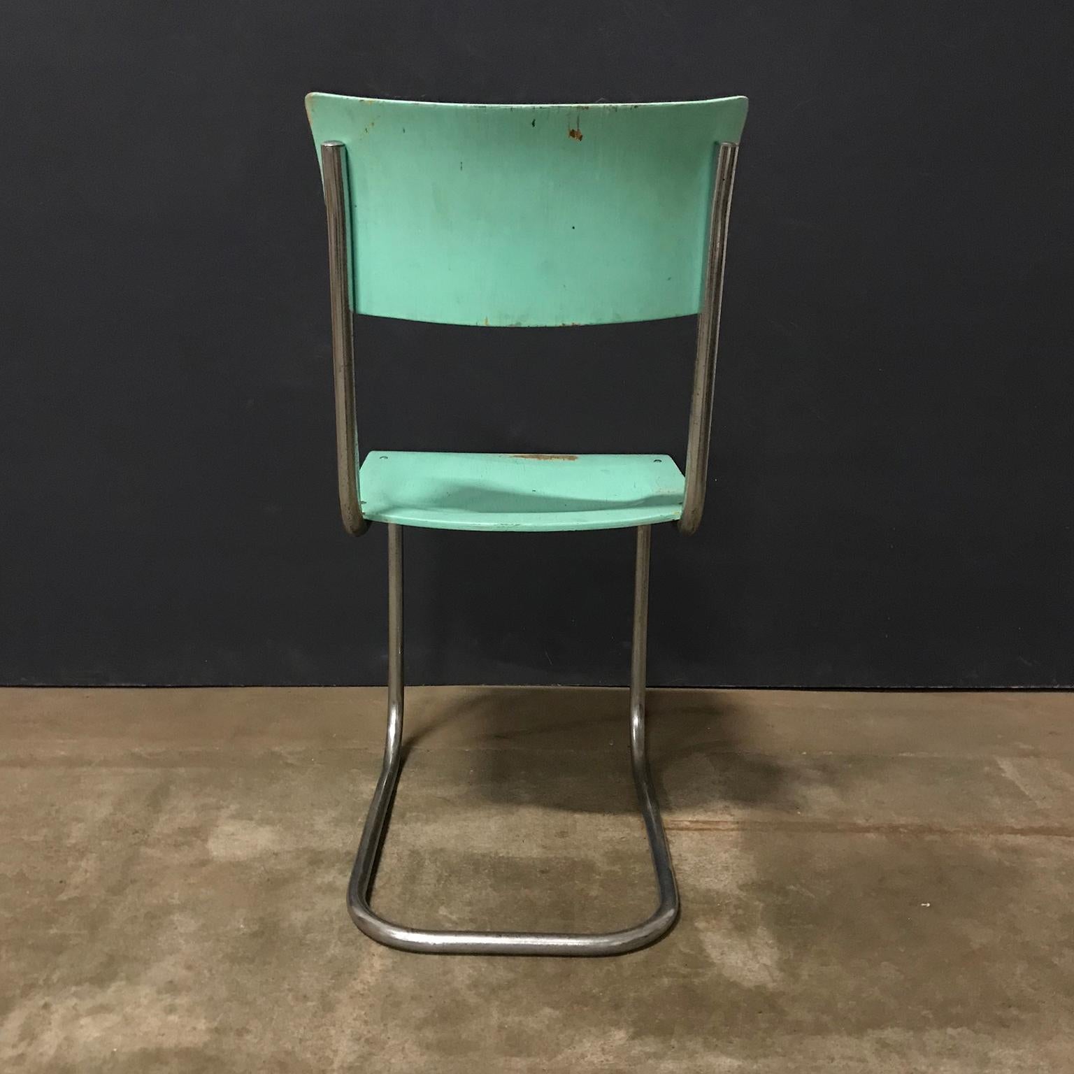 1931, Mart Stam for Thonet, Turquoise Wooden S43 In Good Condition For Sale In Amsterdam IJMuiden, NL