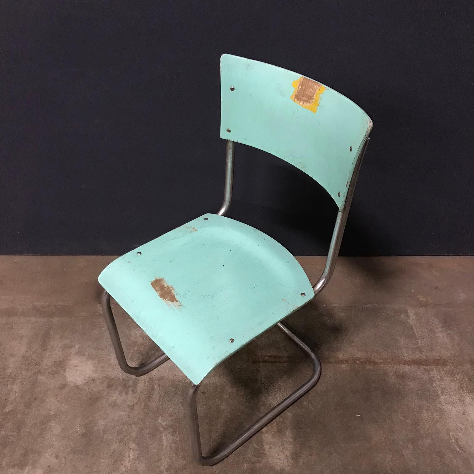 1931, Mart Stam for Thonet, Turquoise Wooden S43 For Sale 1