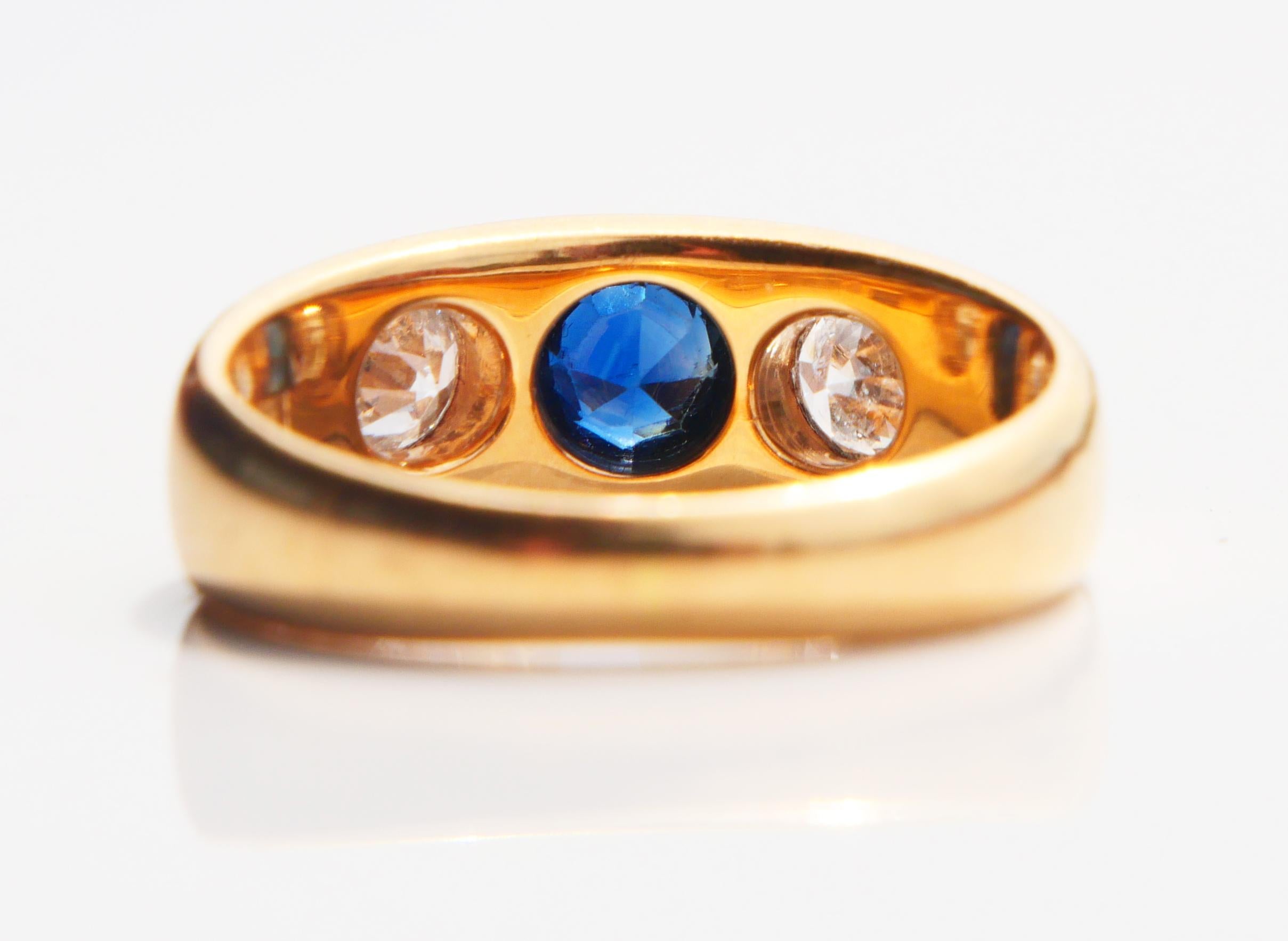 1931 Men Lord Ring 0.65ct Sapphire 0.72ctw Diamonds solid 18K Gold ØUS7.75/7.25g For Sale 3