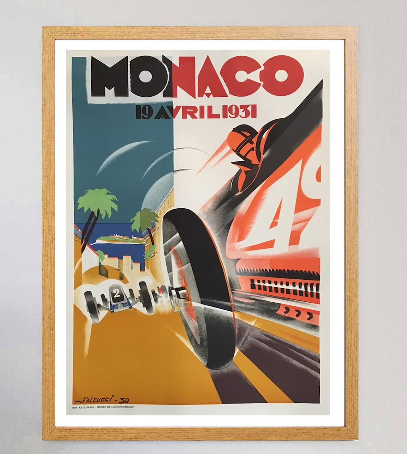 1931 Gran Premio de Mónaco Cartel Vintage Original Monegasco