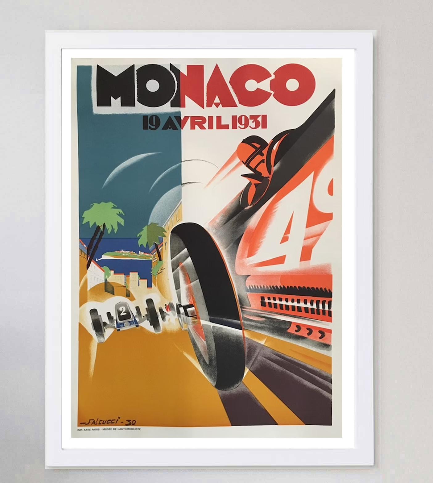1931 Monaco Grand Prix Original Vintage Poster In Good Condition For Sale In Winchester, GB