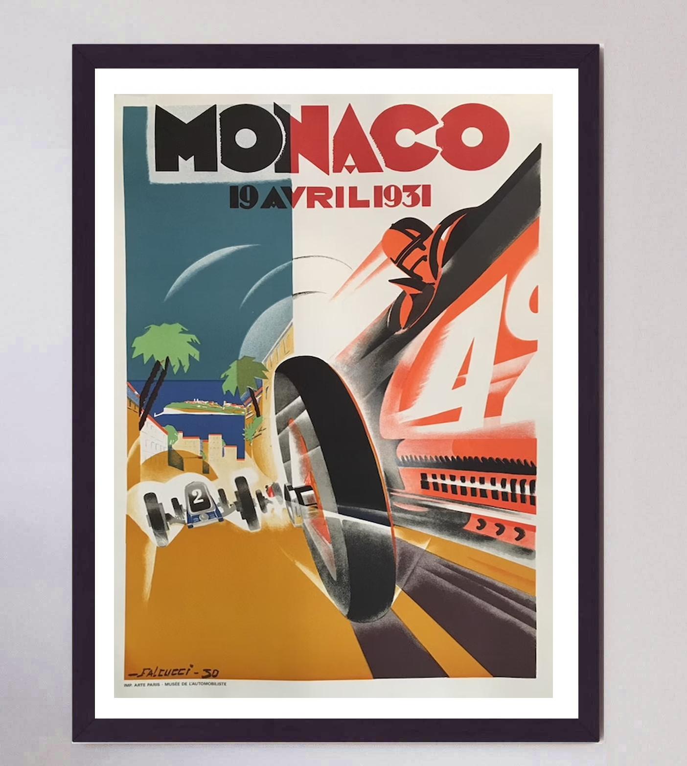Mid-20th Century 1931 Monaco Grand Prix Original Vintage Poster For Sale