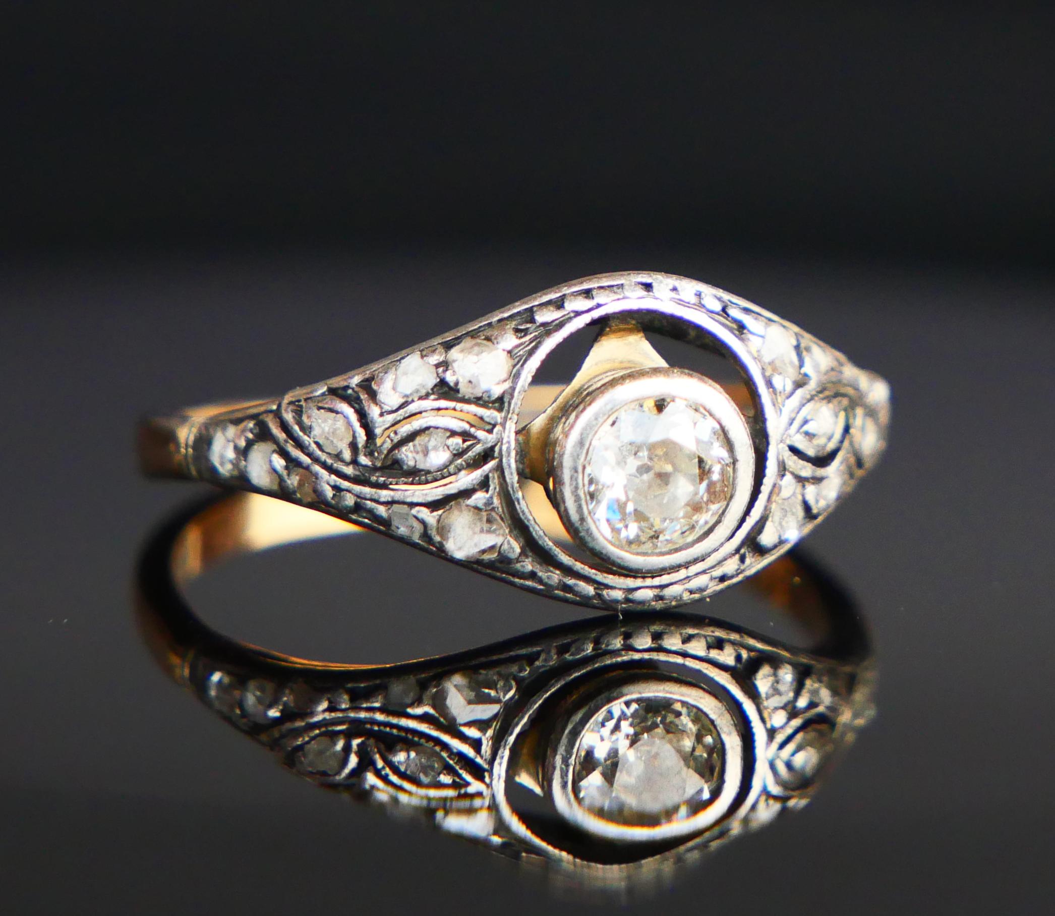 1931 Nordic Ring 0.5ct. Diamonds solid 18K Gold Silver Ø US8.5 / 2.76gr For Sale 8