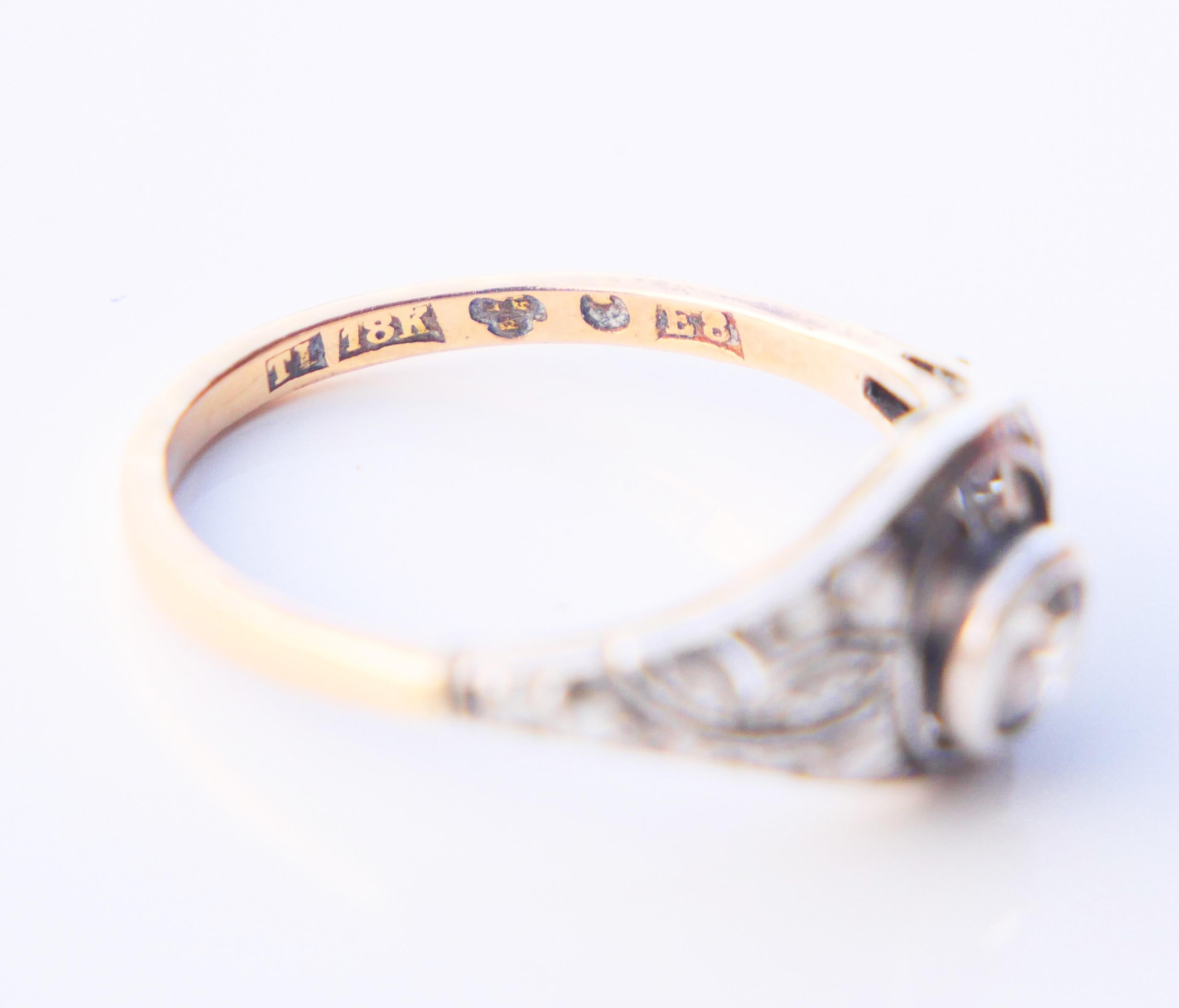 1931 Nordic Ring 0.5ct. Diamonds solid 18K Gold Silver Ø US8.5 / 2.76gr For Sale 10