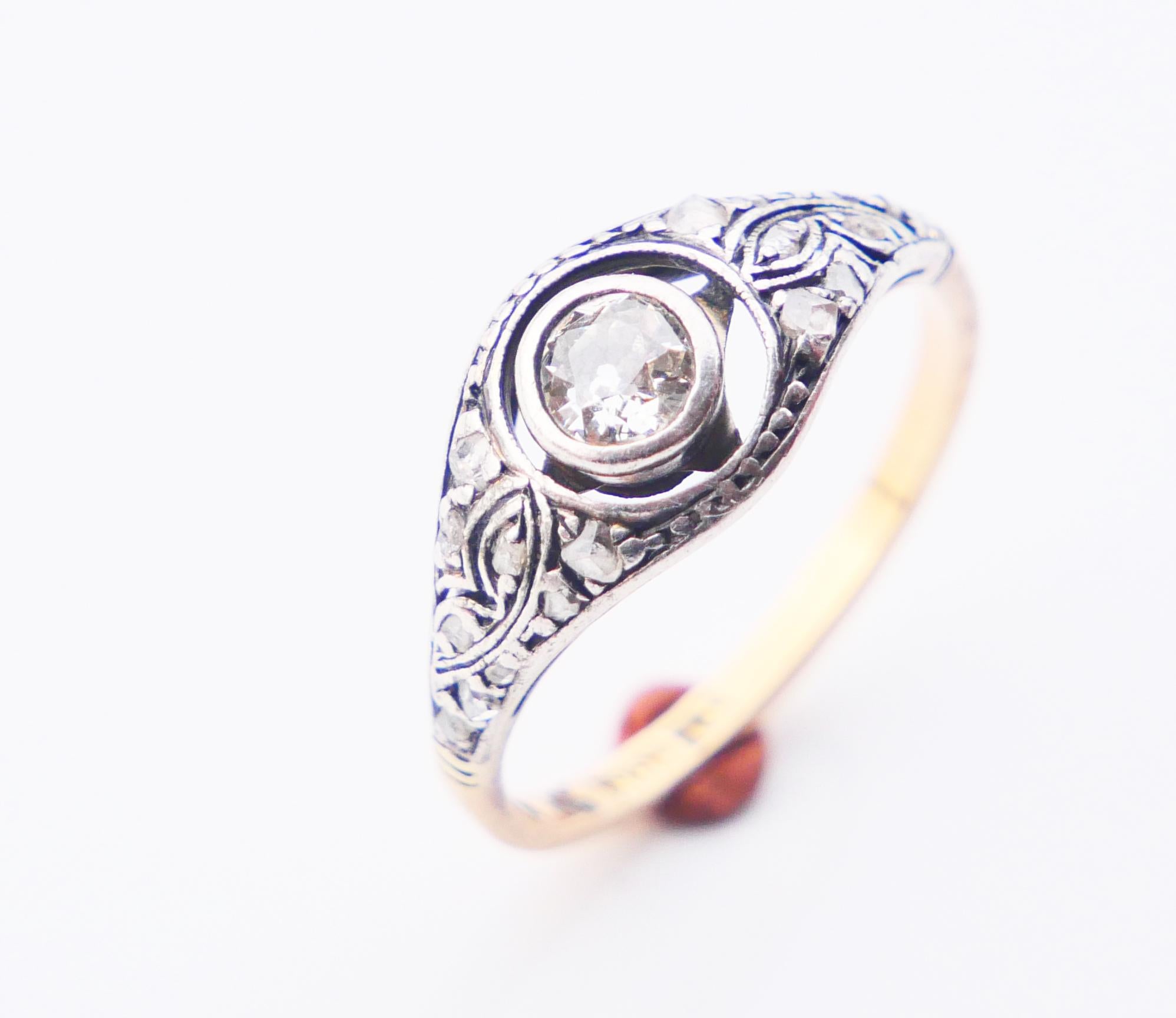 1931 Nordic Ring 0.5ct. Diamonds solid 18K Gold Silver Ø US8.5 / 2.76gr For Sale 4