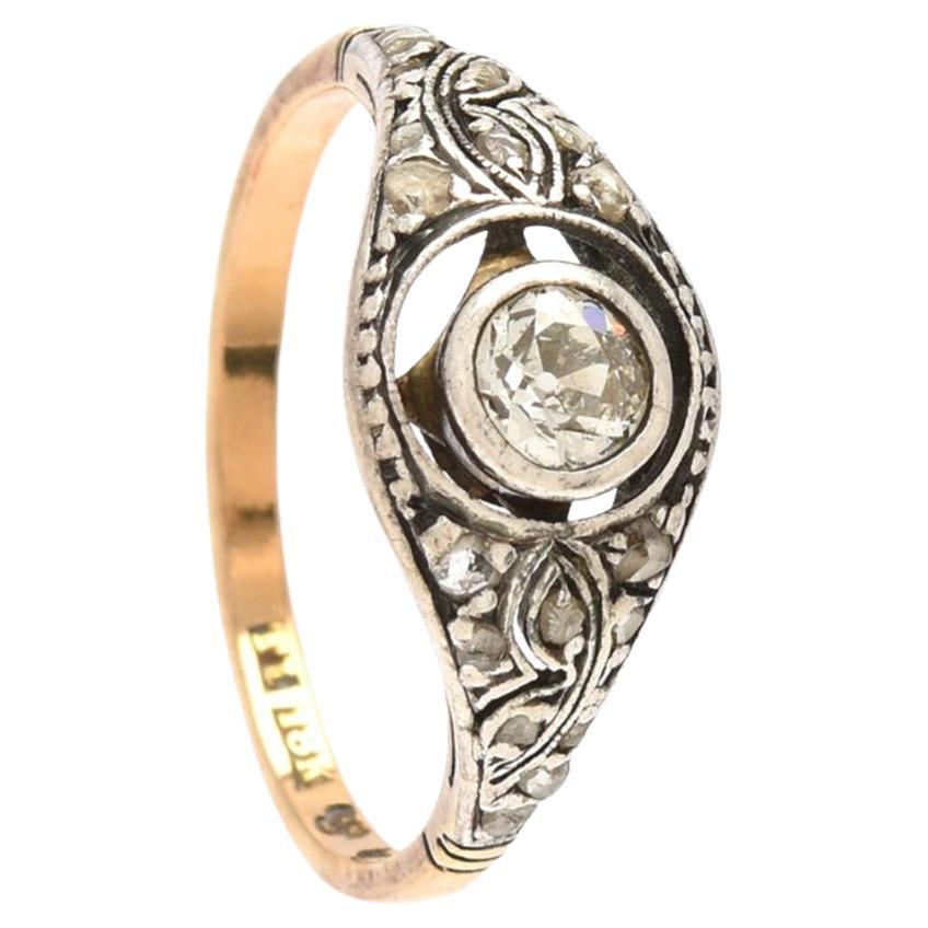 1931 Nordic Ring 0.5ct. Diamonds solid 18K Gold Silver Ø US8.5 / 2.76gr For Sale