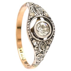 Vintage 1931 Nordic Ring 0.5ct. Diamonds solid 18K Gold Silver Ø US8.5 / 2.76gr