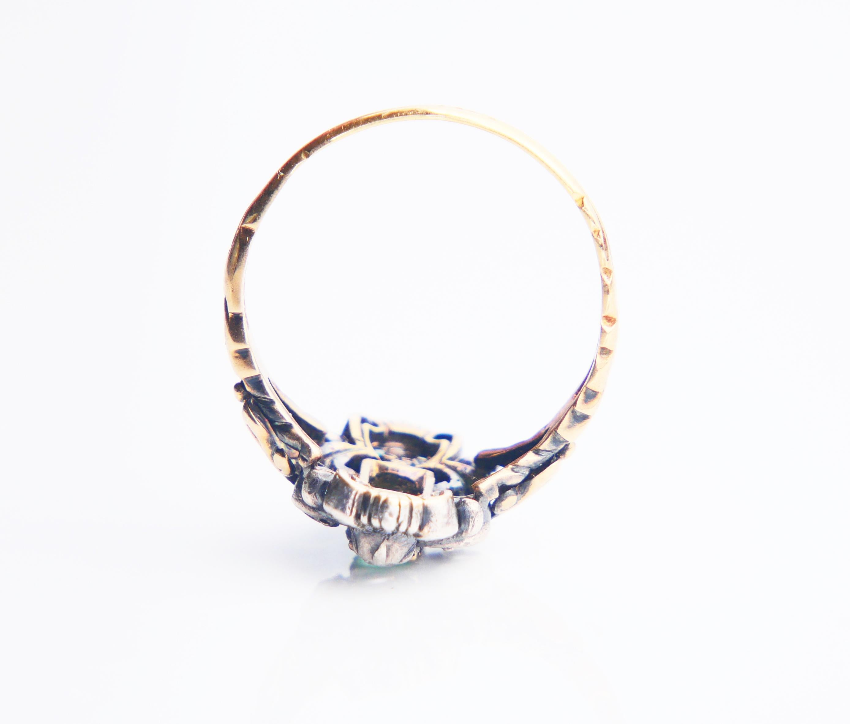 1931 Anello Nordico 0.9 ct Smeraldo 0.8 ctw Diamanti Oro 18K Argento ØUS9.75/5.3gr in vendita 6