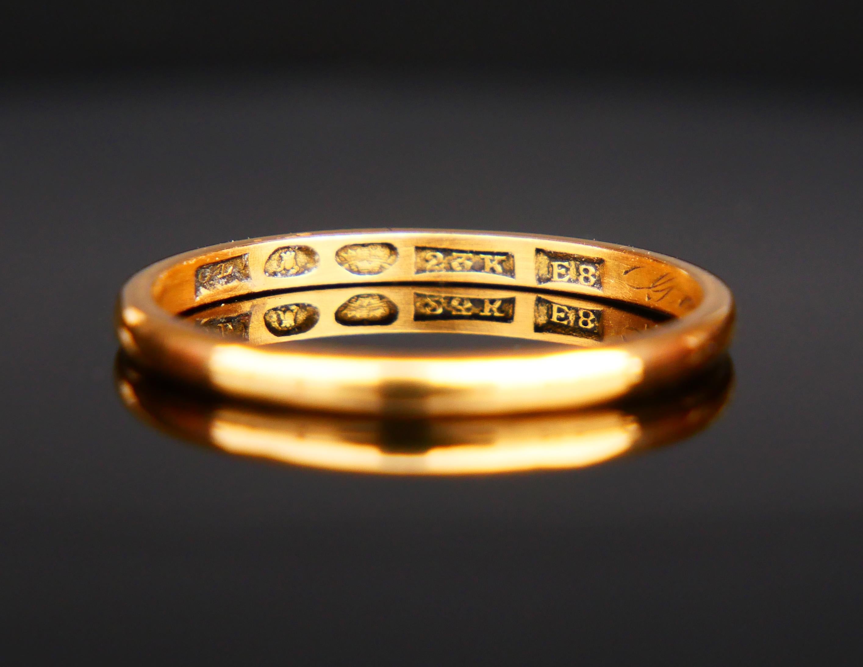 Art Deco 1931 Nordic Wedding Ring solid 23K Gold Ø US 11.5 / 4 gr For Sale