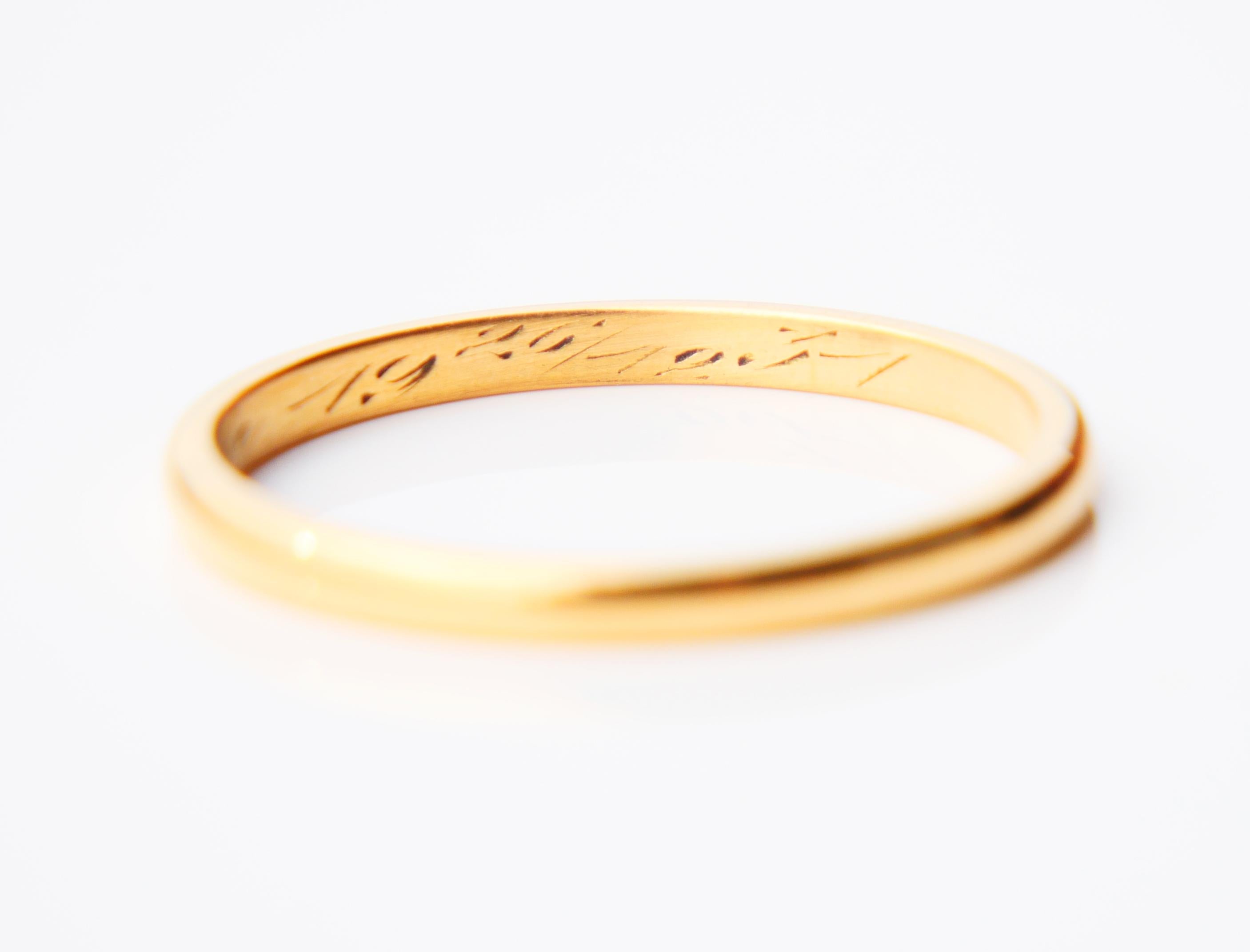 1931 Nordic Wedding Ring solid 23K Gold Ø US 11.5 / 4 gr For Sale 2