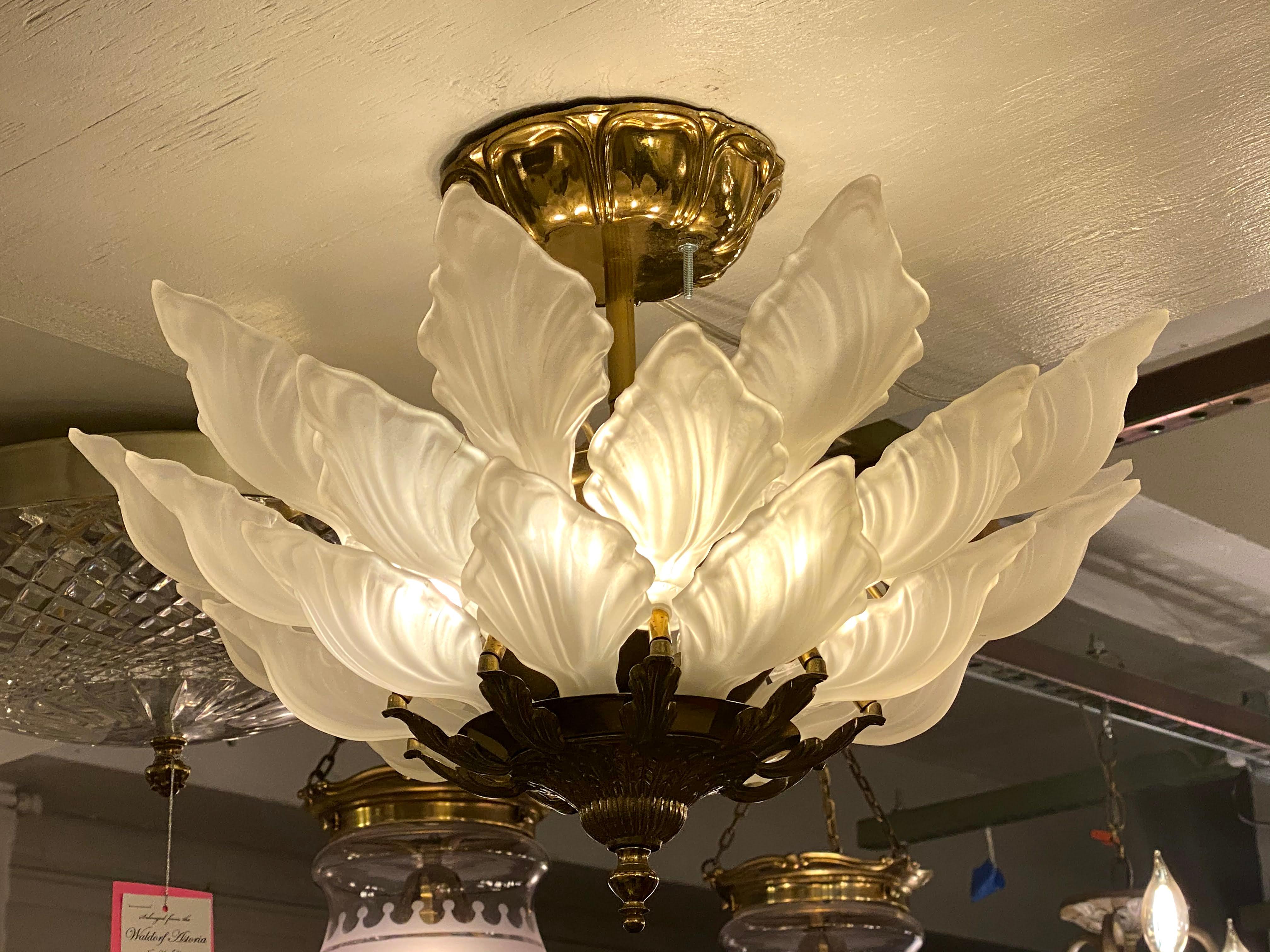 1931 NYC Waldorf Astoria Hotel Art Deco Semi Flush Mount Light, Large Scale 3