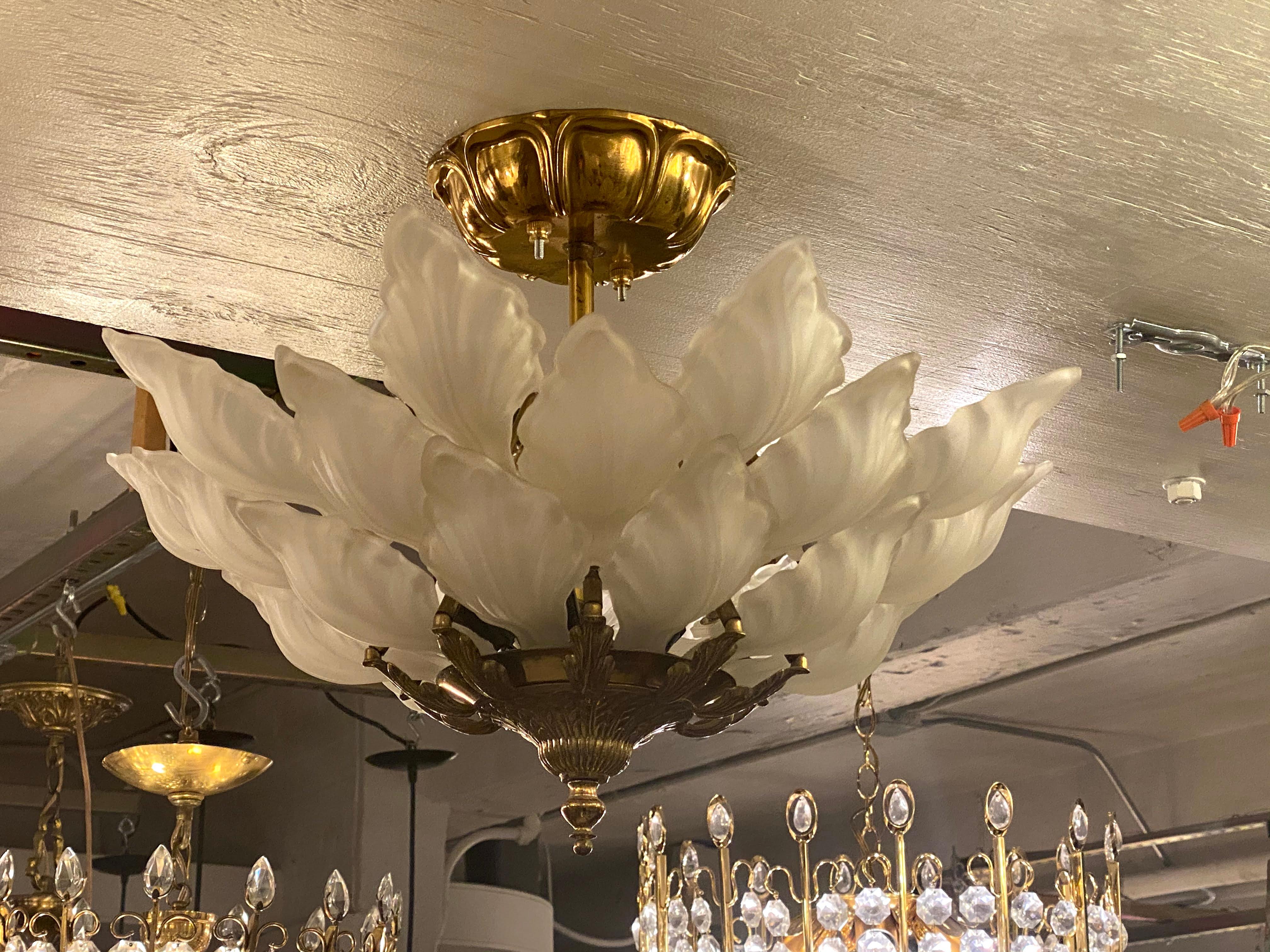 American 1931 NYC Waldorf Astoria Hotel Art Deco Semi Flush Mount Light, Large Scale
