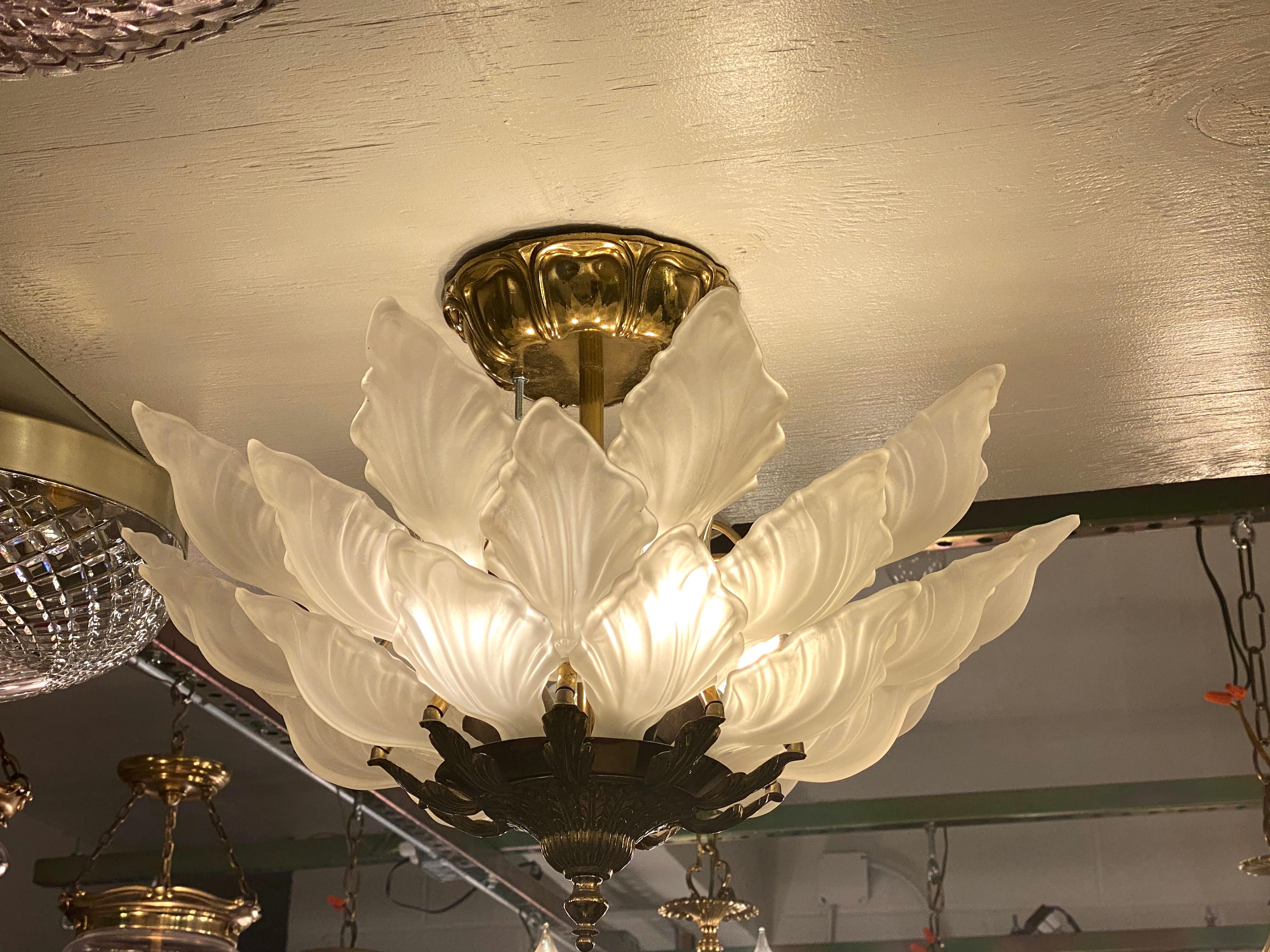 1931 NYC Waldorf Astoria Hotel Art Deco Semi Flush Mount Light, Large Scale 1