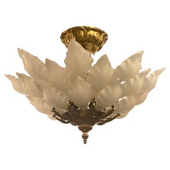 1931 NYC Waldorf Astoria Hotel Art Deco Semi Flush Mount Light, Large Scale