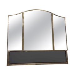 Used 1931 NYC Waldorf Astoria Hotel Bath Vanity Cabinet, 3 Mirrors, Black Glass Shelf