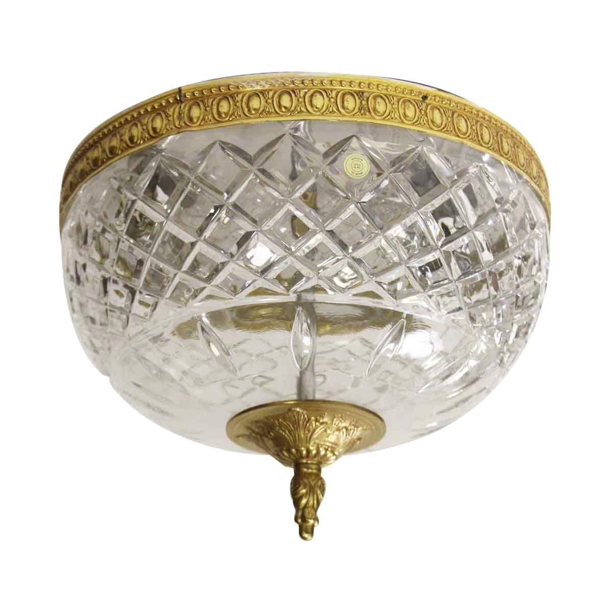 Waldorf Astoria Hotel Flush Mount Light Fixture Qty Available Brass and Crystal 