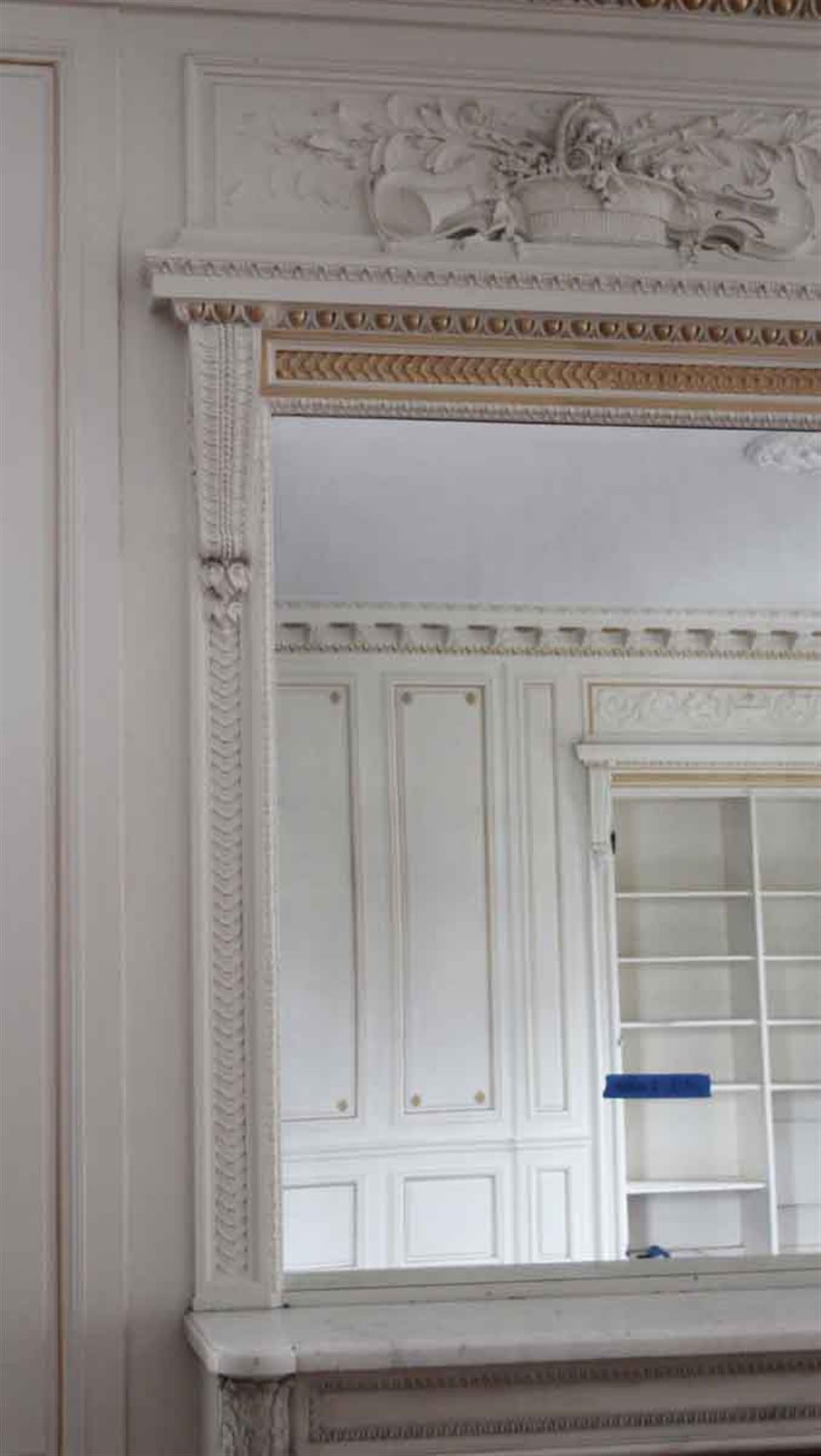 Mid-20th Century 1931 NYC Waldorf Astoria Hotel Carved White Wooden Overmantel Mirror