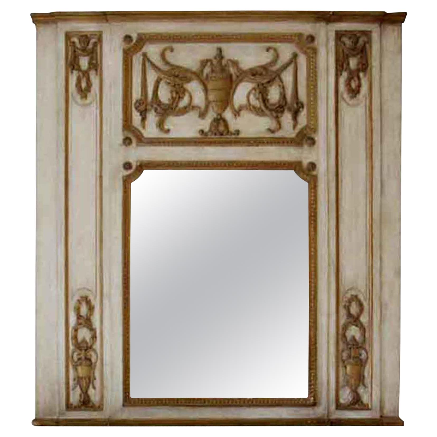 1931 NYC Waldorf Astoria Hotel Carved Wood Over Mantel Mirror with Urn Motif