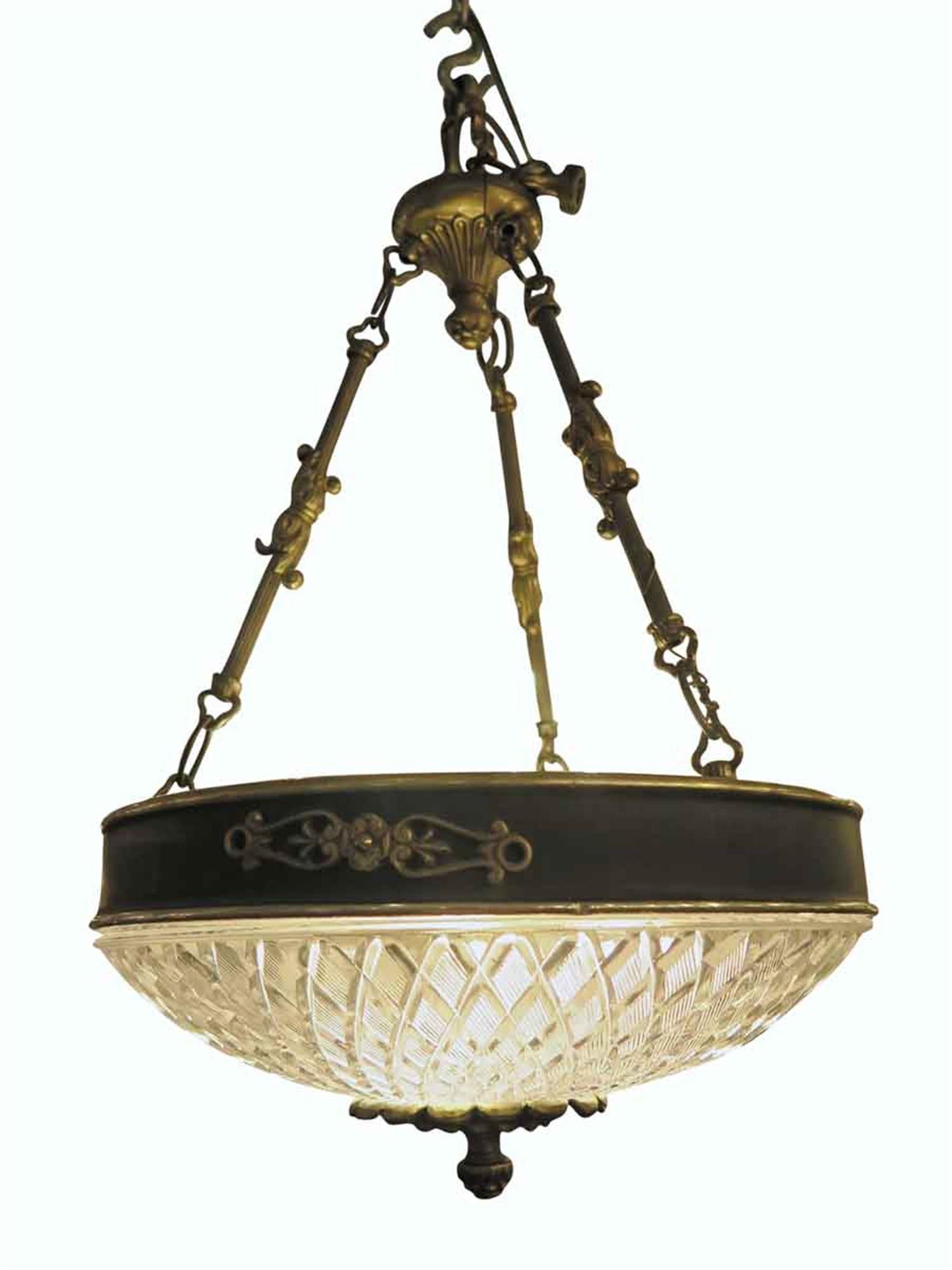 1931 NYC Waldorf Astoria Hotel Empire Cut Glass Pendant Light Chandelier (amerikanisch)