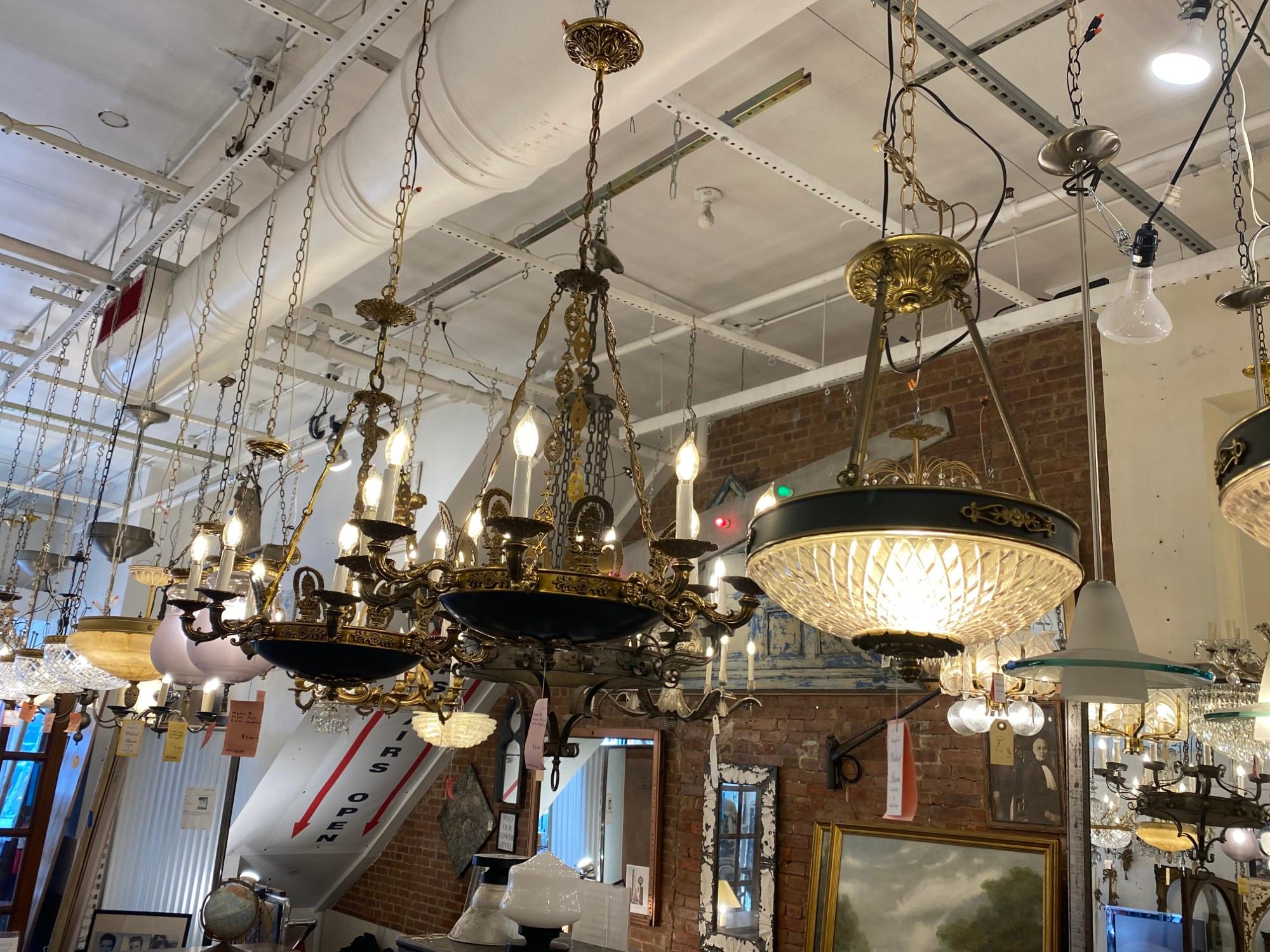 1931 NYC Waldorf Astoria Hotel Empire Style Hanging Dish Chandelier Pendant 1