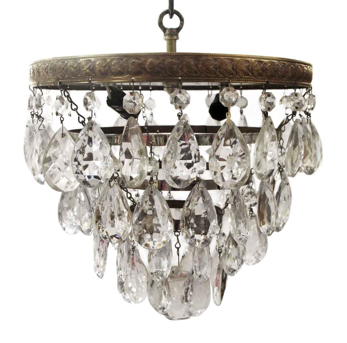 Waldorf Astoria Hotel Flush Mount Light Tear Drop Qty Available Crystal Cake  For Sale