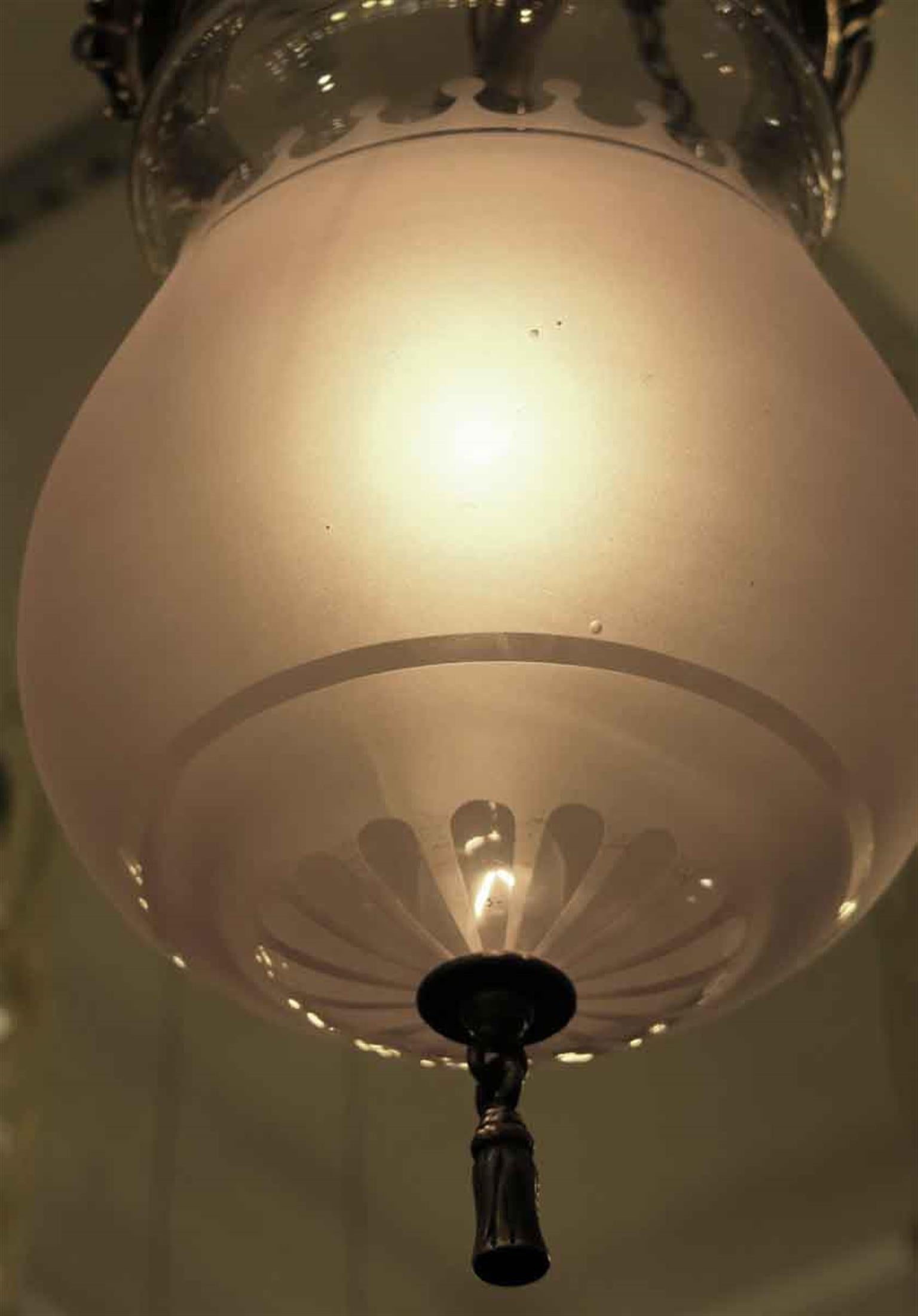 Frosted Waldorf Astoria Hotel Pendant Bell Jar Light EF Caldwell