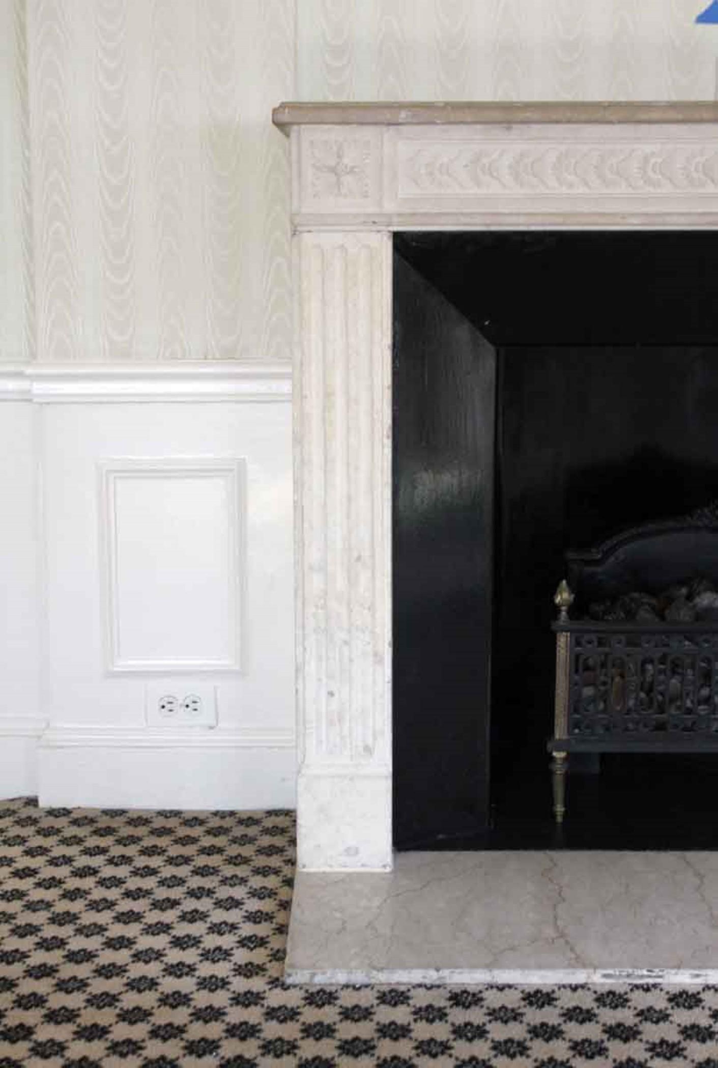 NYC Waldorf Astoria Hotel Limestone Mantel Louis XVI Regency Style For Sale 1