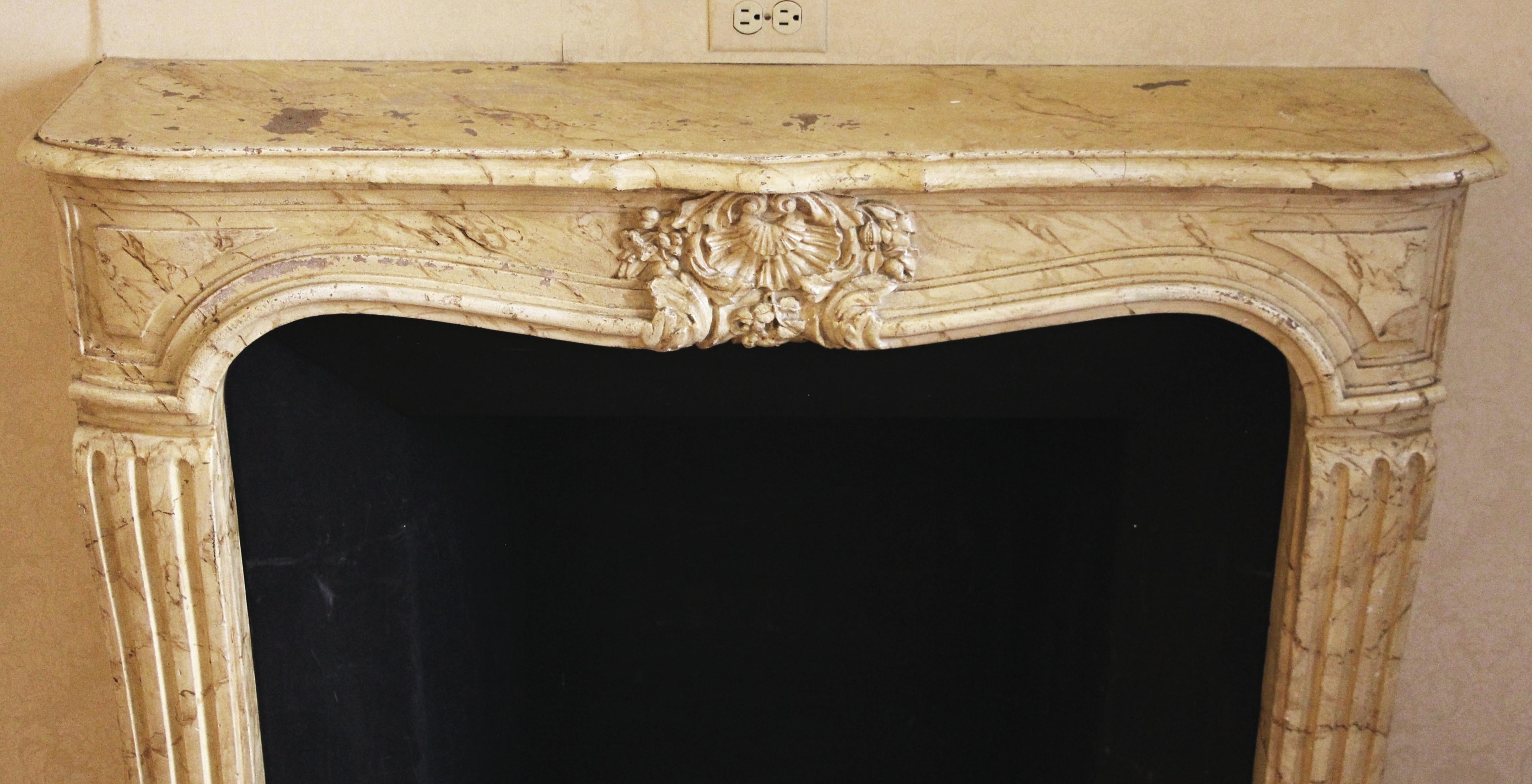 French NYC Waldorf Astoria Hotel Limestone Mantel Louis XV Hand Carved  For Sale