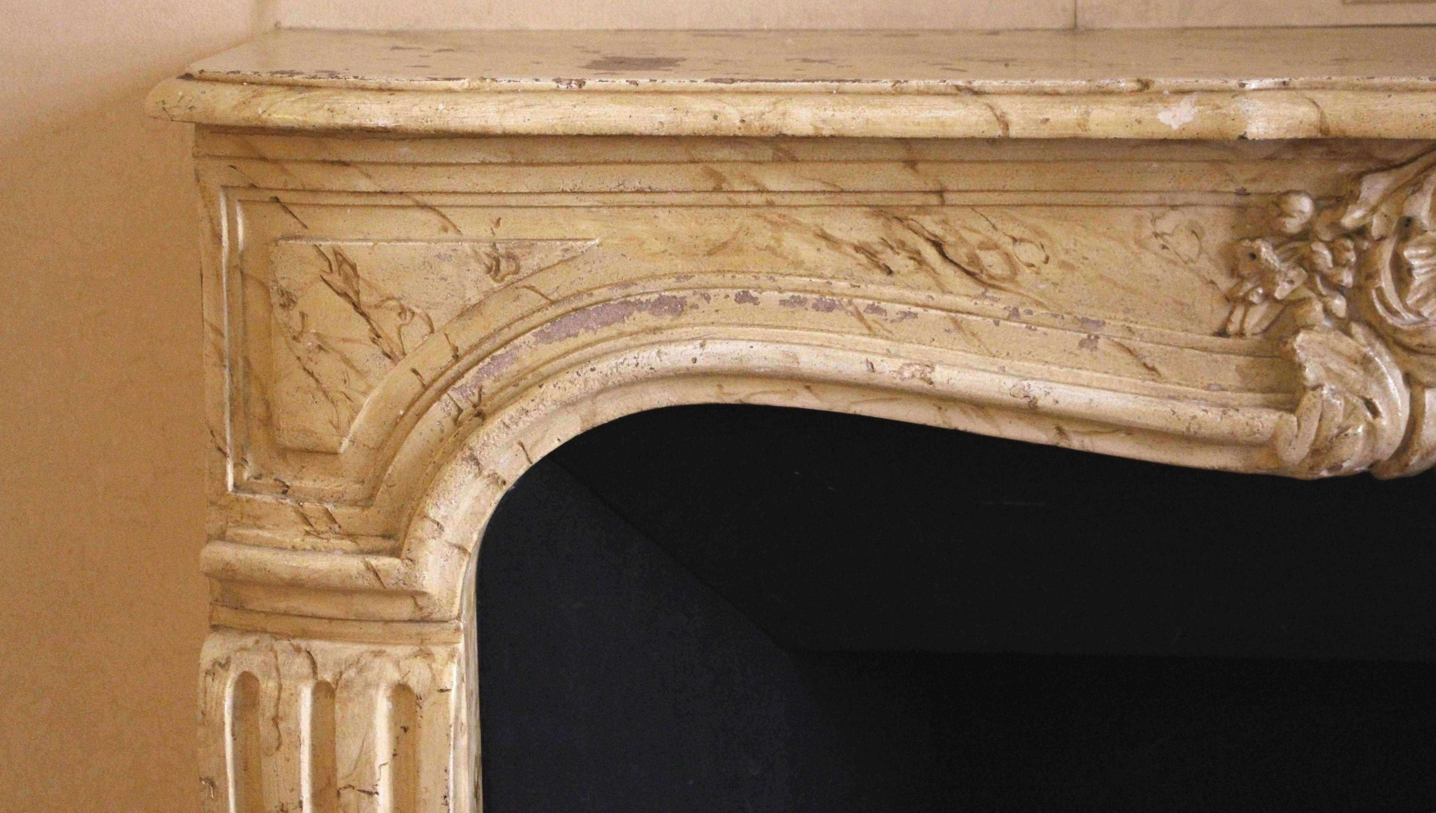 Hand-Carved NYC Waldorf Astoria Hotel Limestone Mantel Louis XV Hand Carved  For Sale