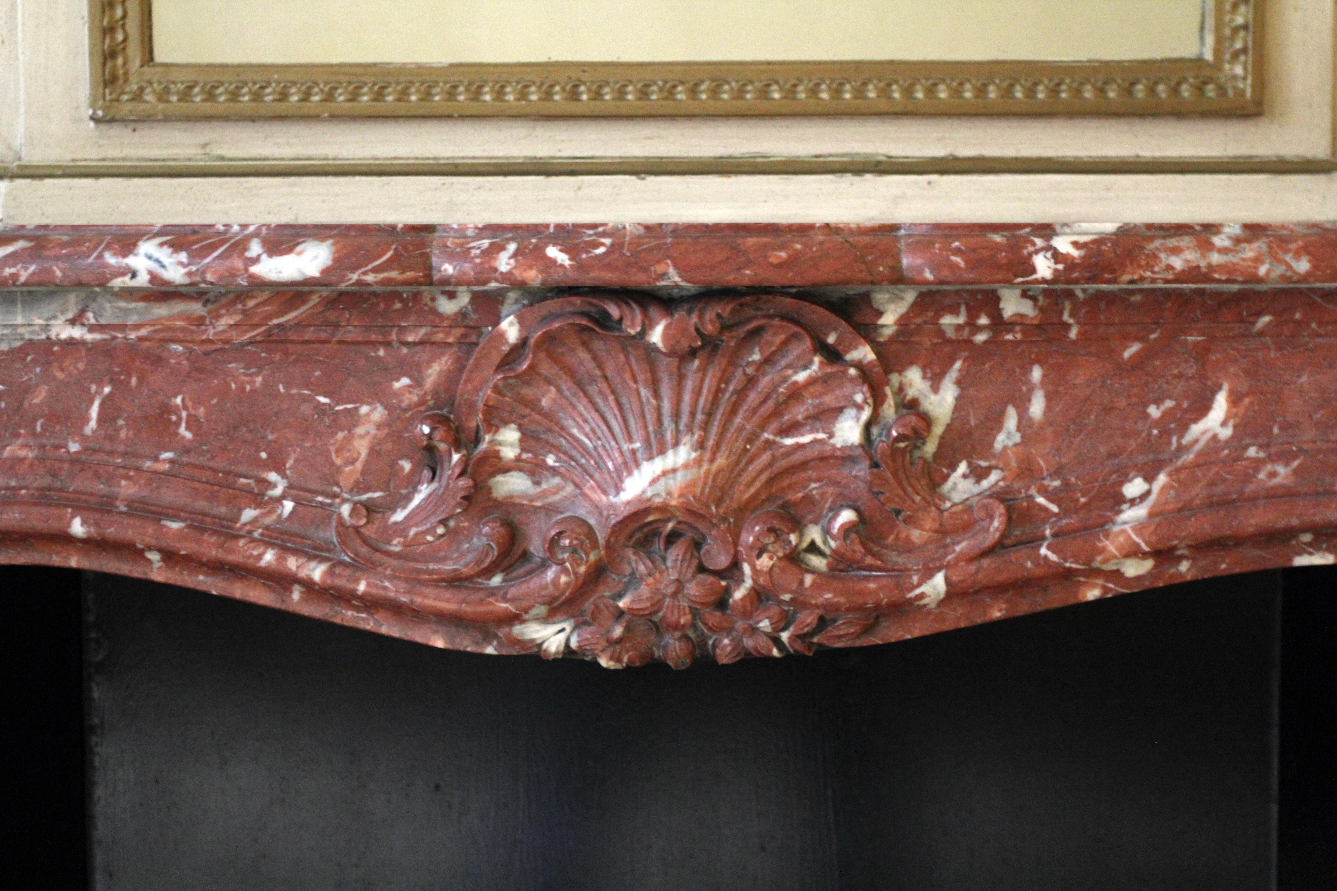 Hand-Carved 1931 NYC Waldorf Astoria Hotel Rococo Rouge Royal French Louis XV Mantel