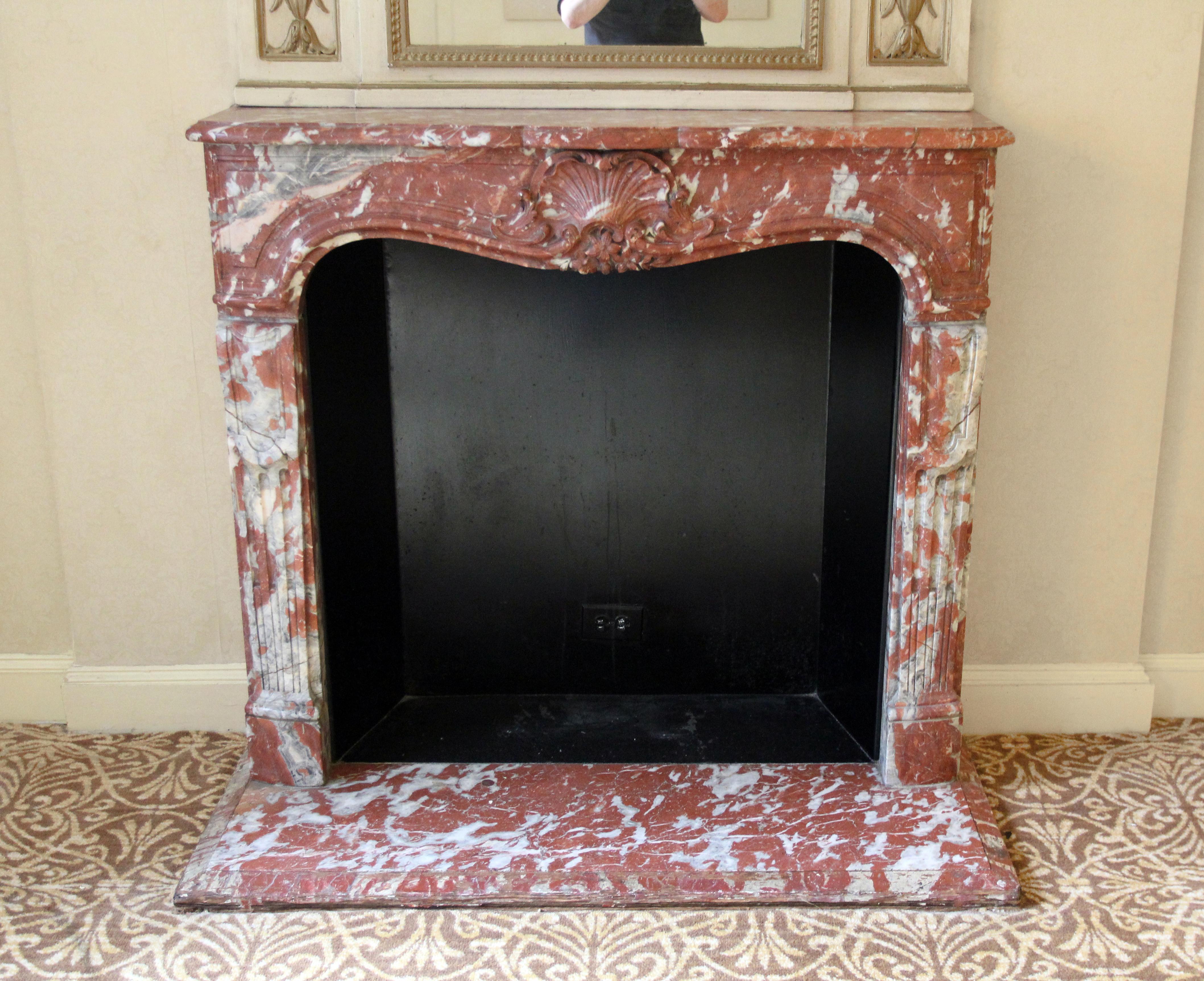 Marble 1931 NYC Waldorf Astoria Hotel Rococo Rouge Royal French Louis XV Mantel