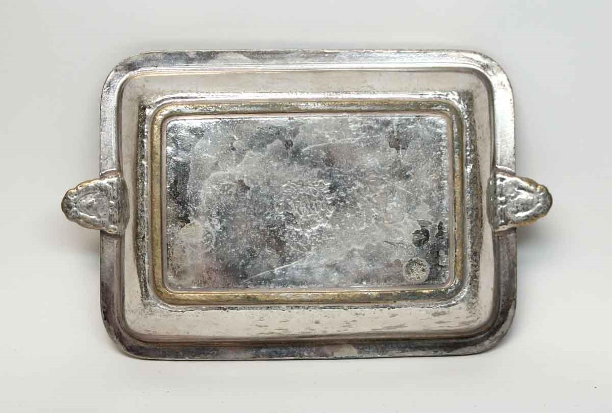 1931 NYC Waldorf Astoria Hotel Silvered Shallow Dish, Art Deco 1