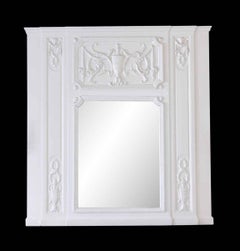 1931 NYC Waldorf Astoria Hotel White Carved Wood over Mantel Mirror