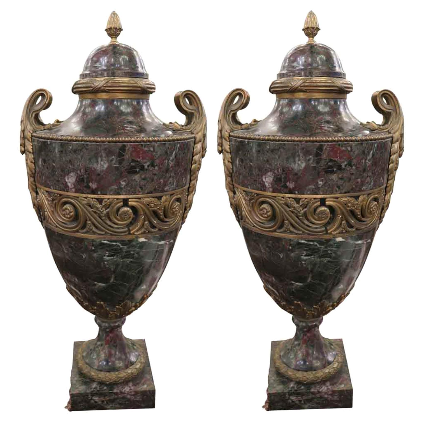1931 NYC Waldorf Hotel Pair of Urns from the Conrad Suite For Sale