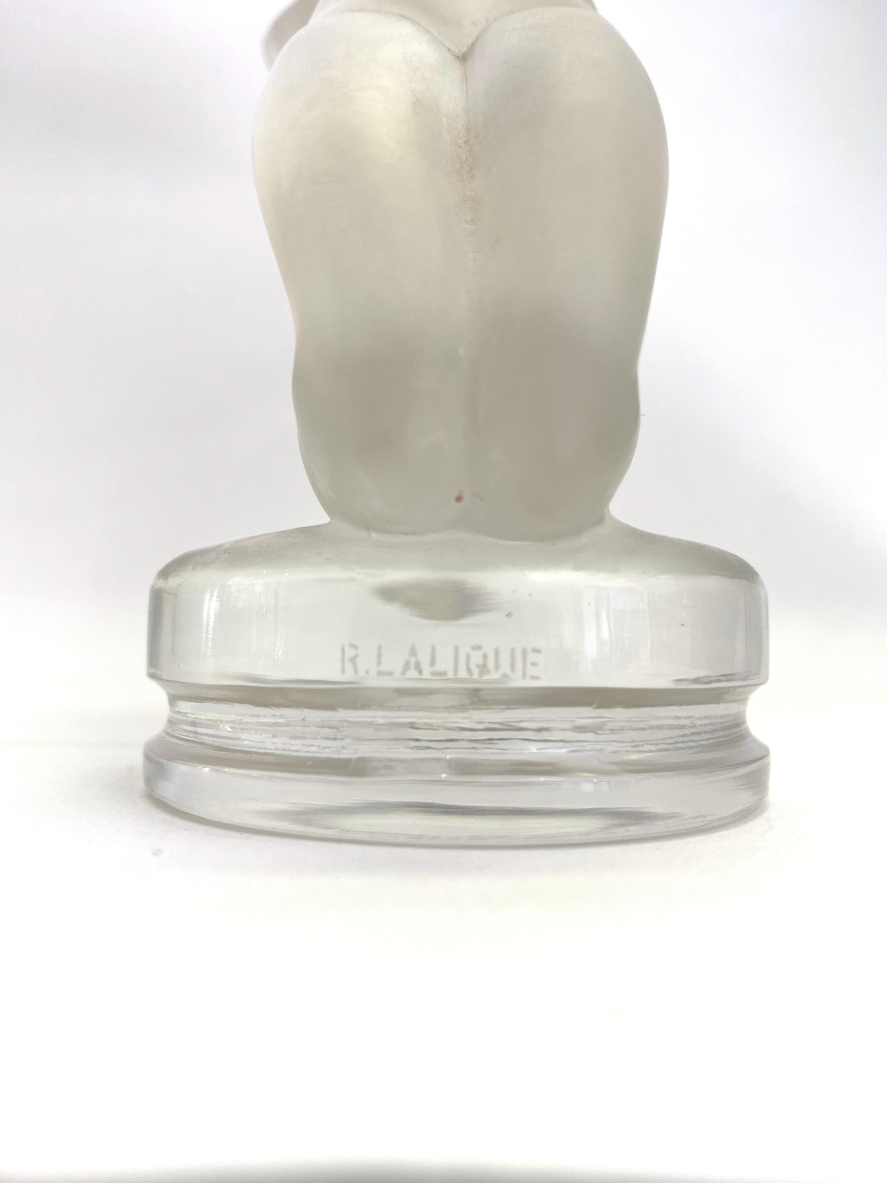 1931 Original René Lalique Chrysis Car Mascot Hood Ornament in Frosted Glass 1