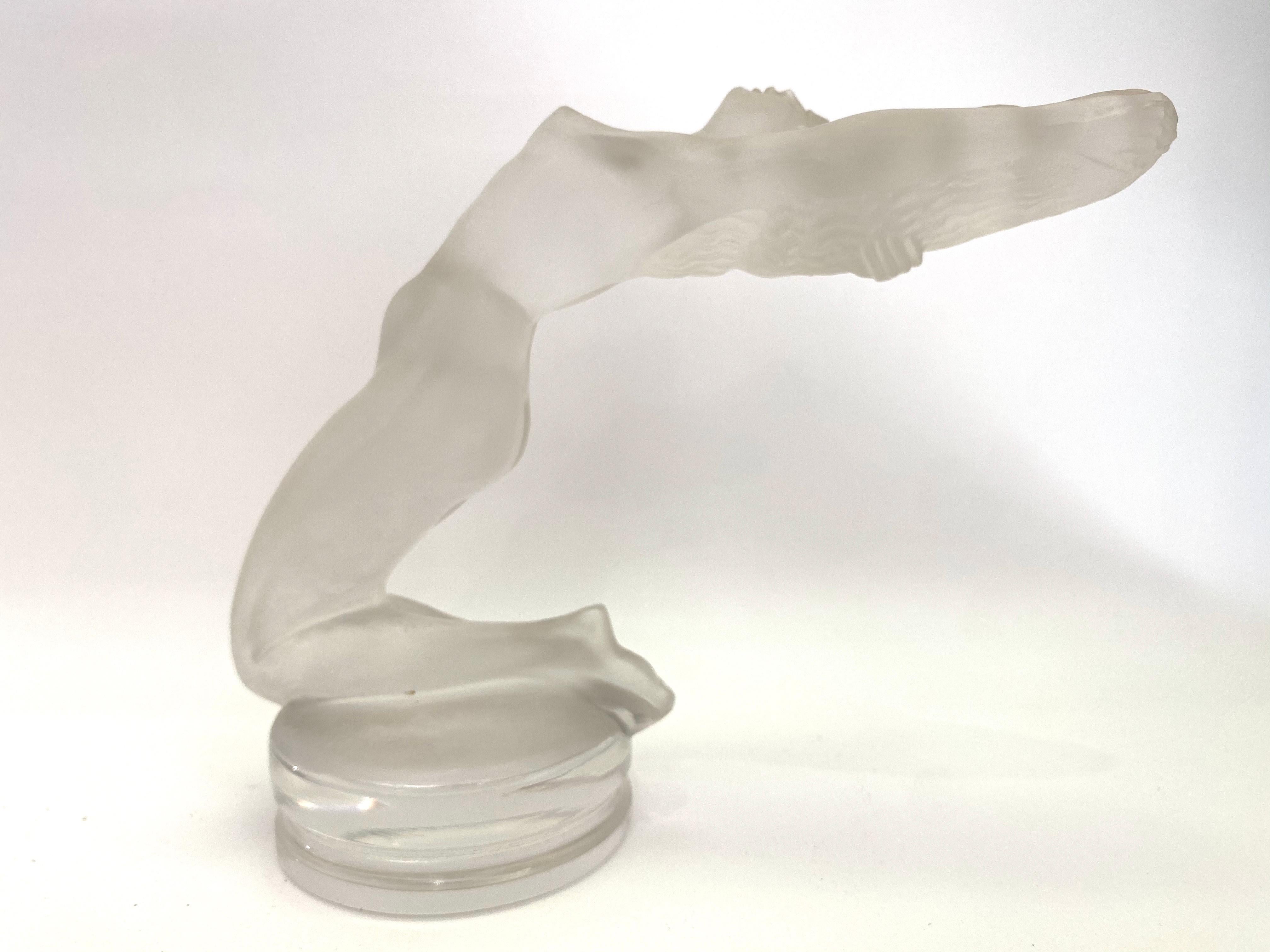 Art Deco 1931 Original René Lalique Chrysis Car Mascot Hood Ornament in Frosted Glass