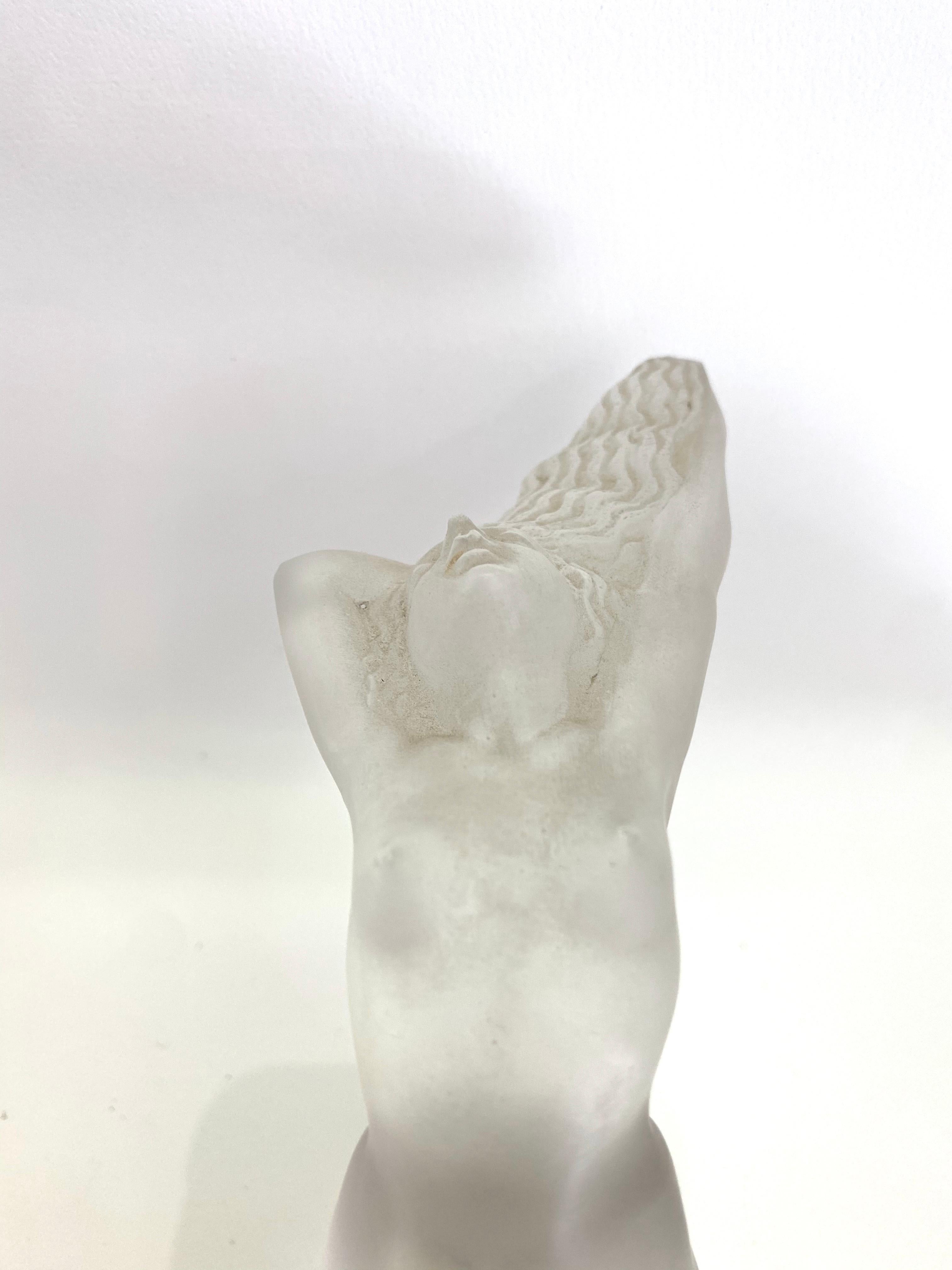 French 1931 Original René Lalique Chrysis Car Mascot Hood Ornament in Frosted Glass