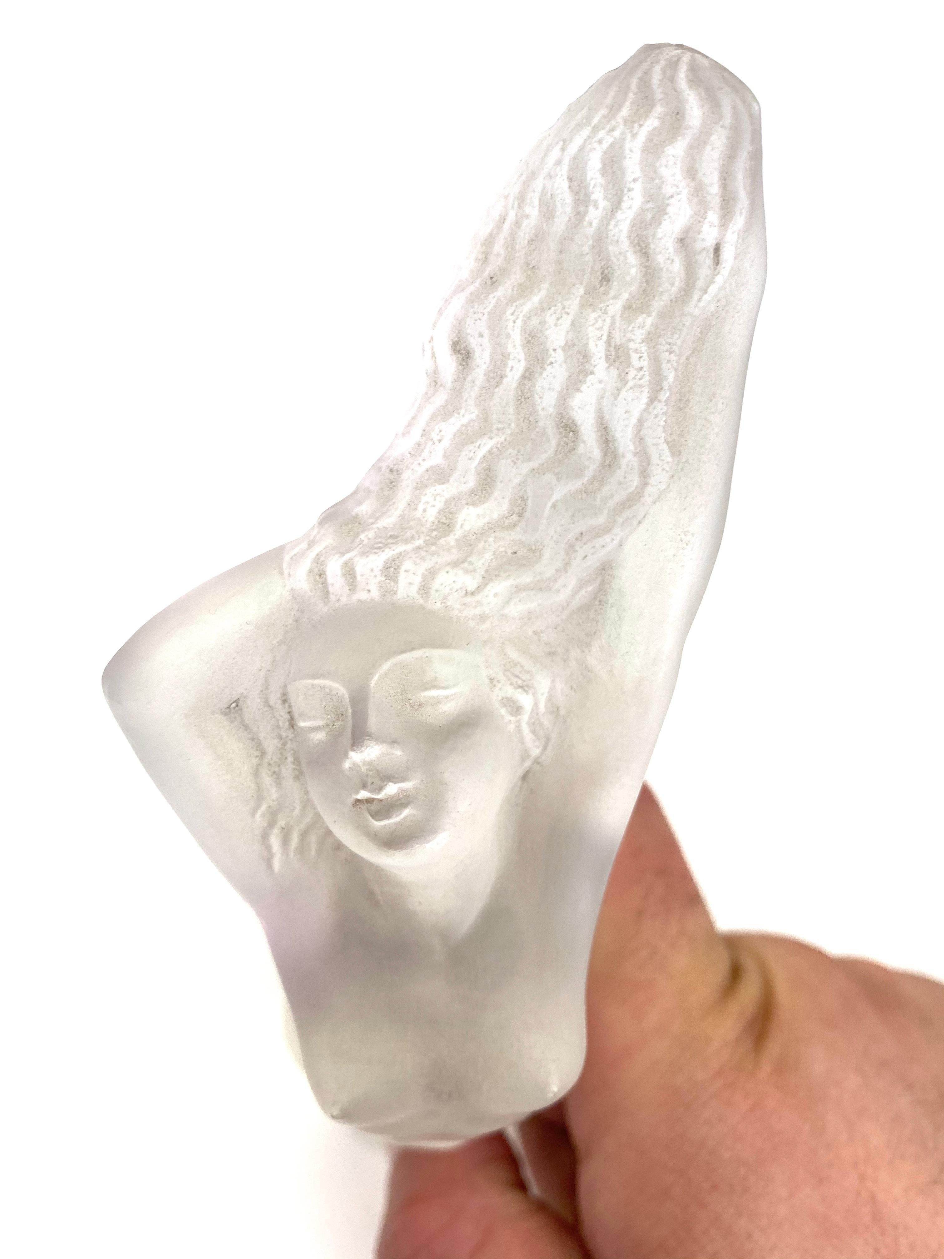 Molded 1931 Original René Lalique Chrysis Car Mascot Hood Ornament in Frosted Glass